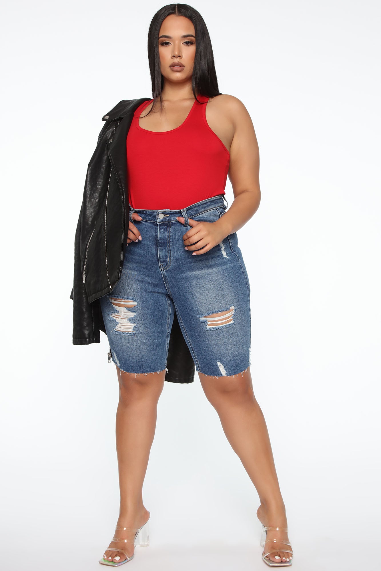 Divine Basic Tank Bodysuit - Red