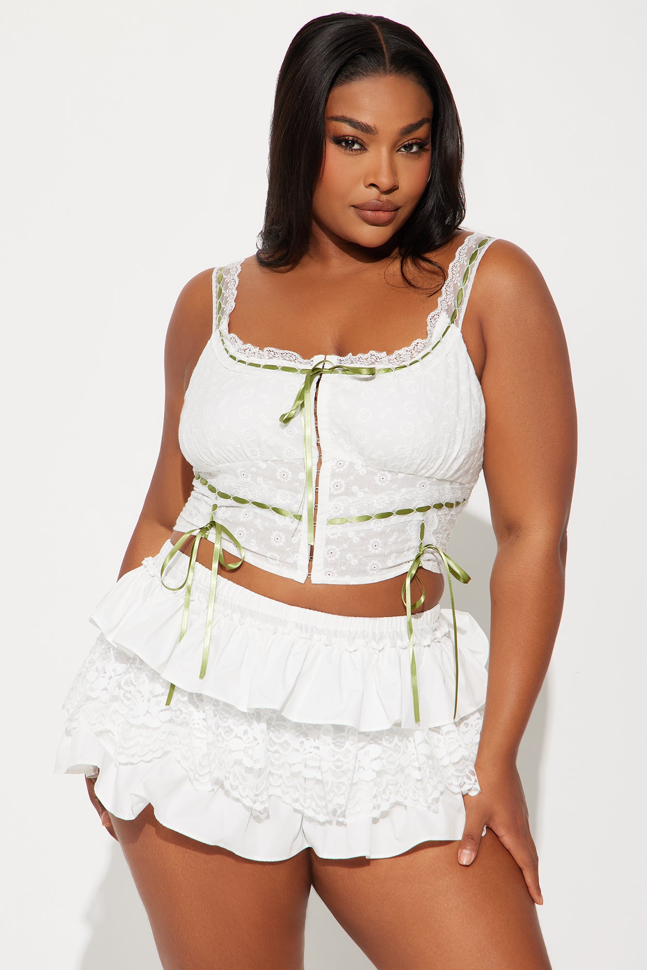 Sunshine Ruffle Short Set - White