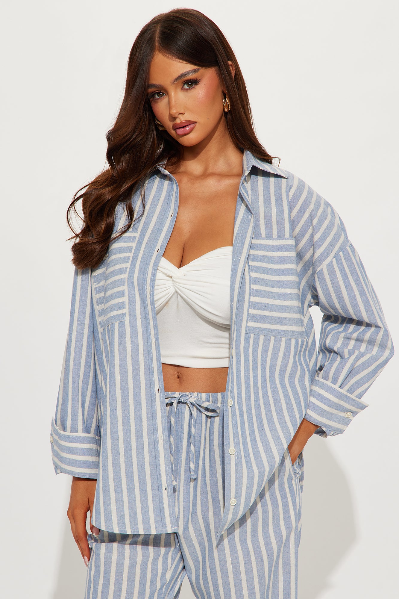 Stacey Striped Pant Set - Blue/combo