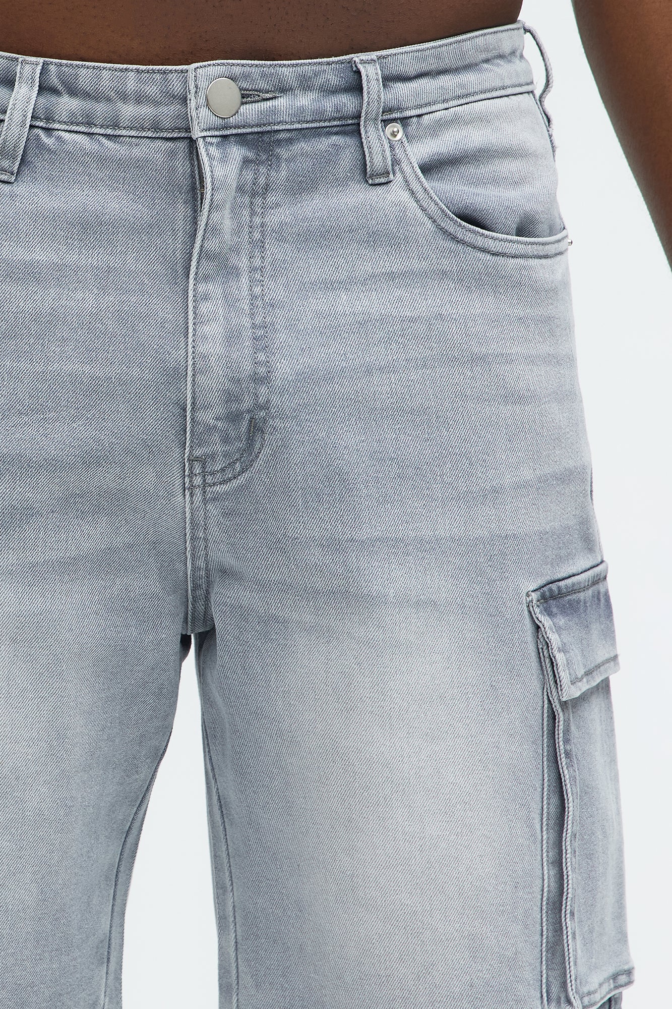 Relaxed Cornell Cargo Denim Shorts - Slate Grey