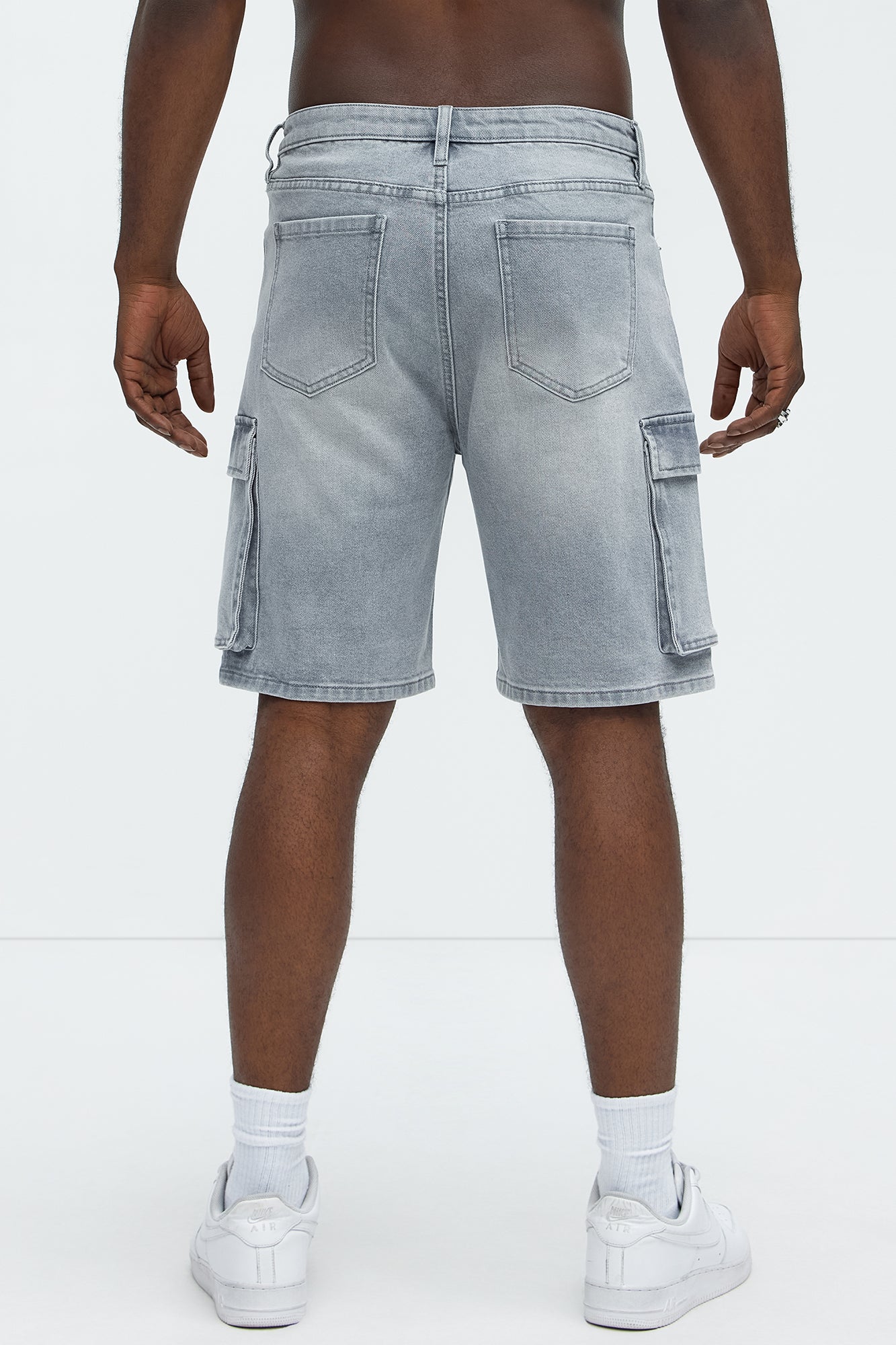 Relaxed Cornell Cargo Denim Shorts - Slate Grey