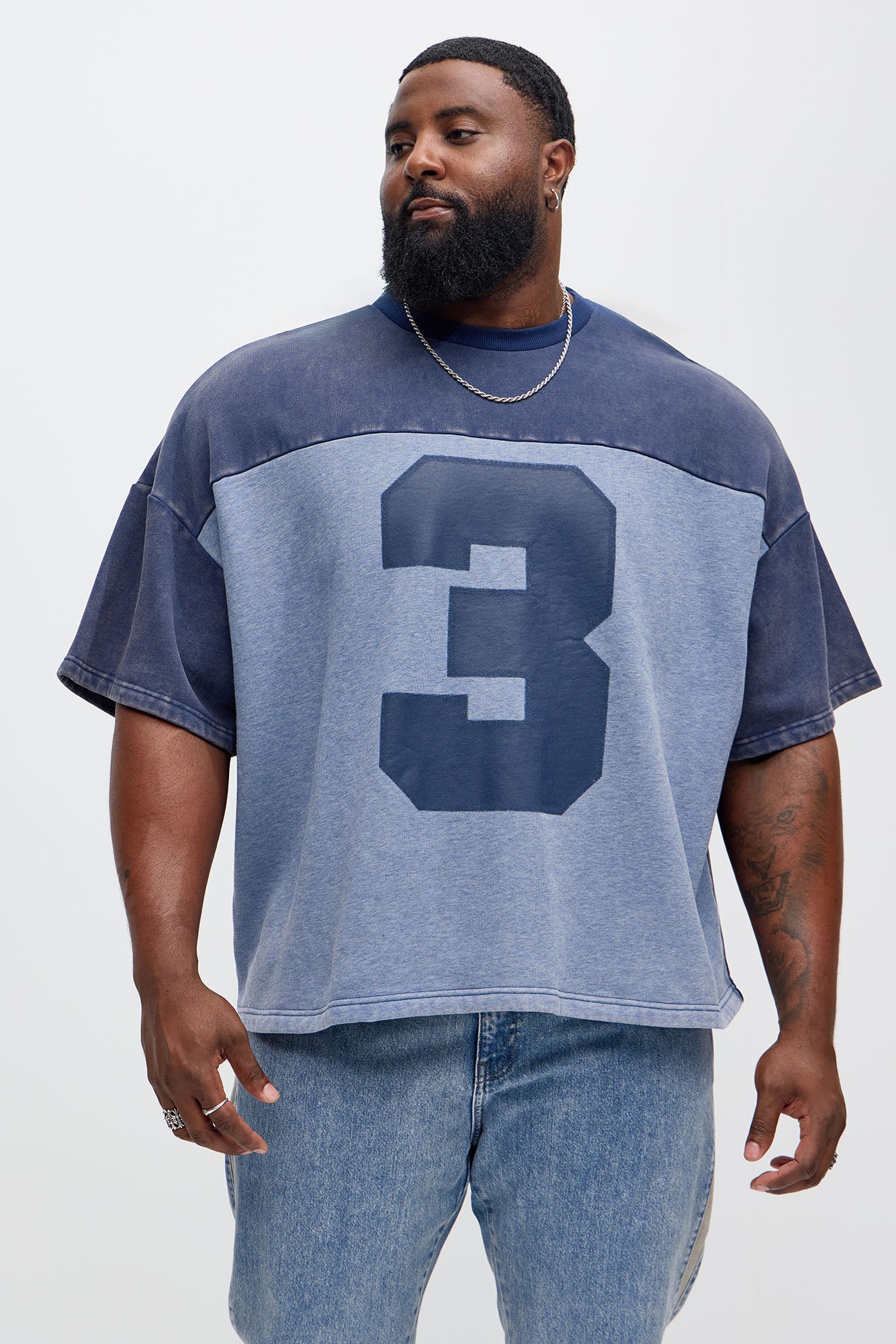 Kyle Color Block Oversized Tee - Navy/combo