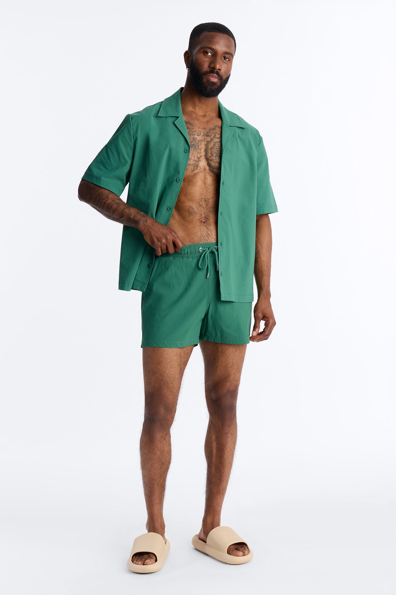 Montez Stretch Swim Trunk 4″ - Hunter Green