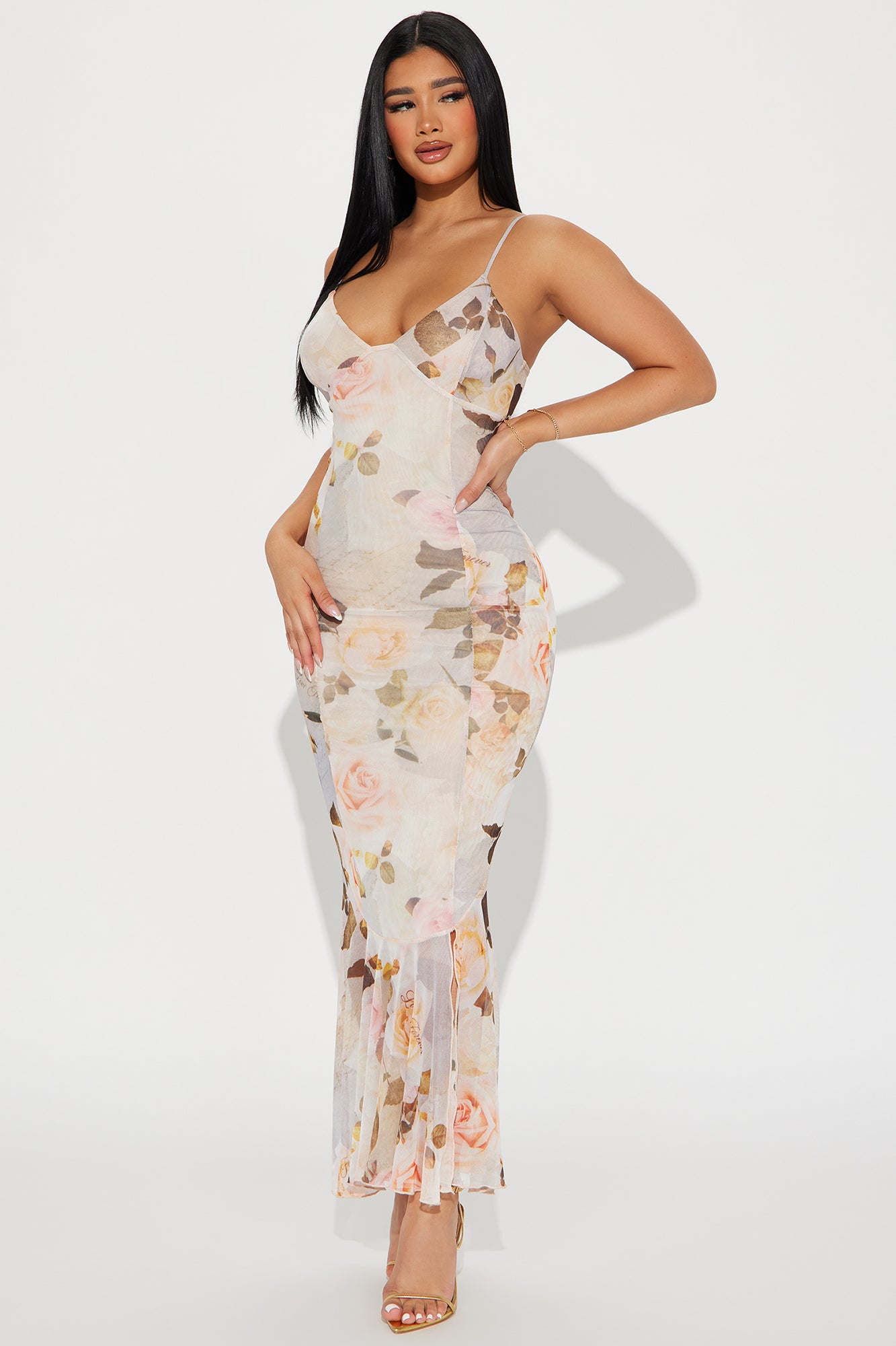 Love Letters Mesh Maxi Dress - White/combo