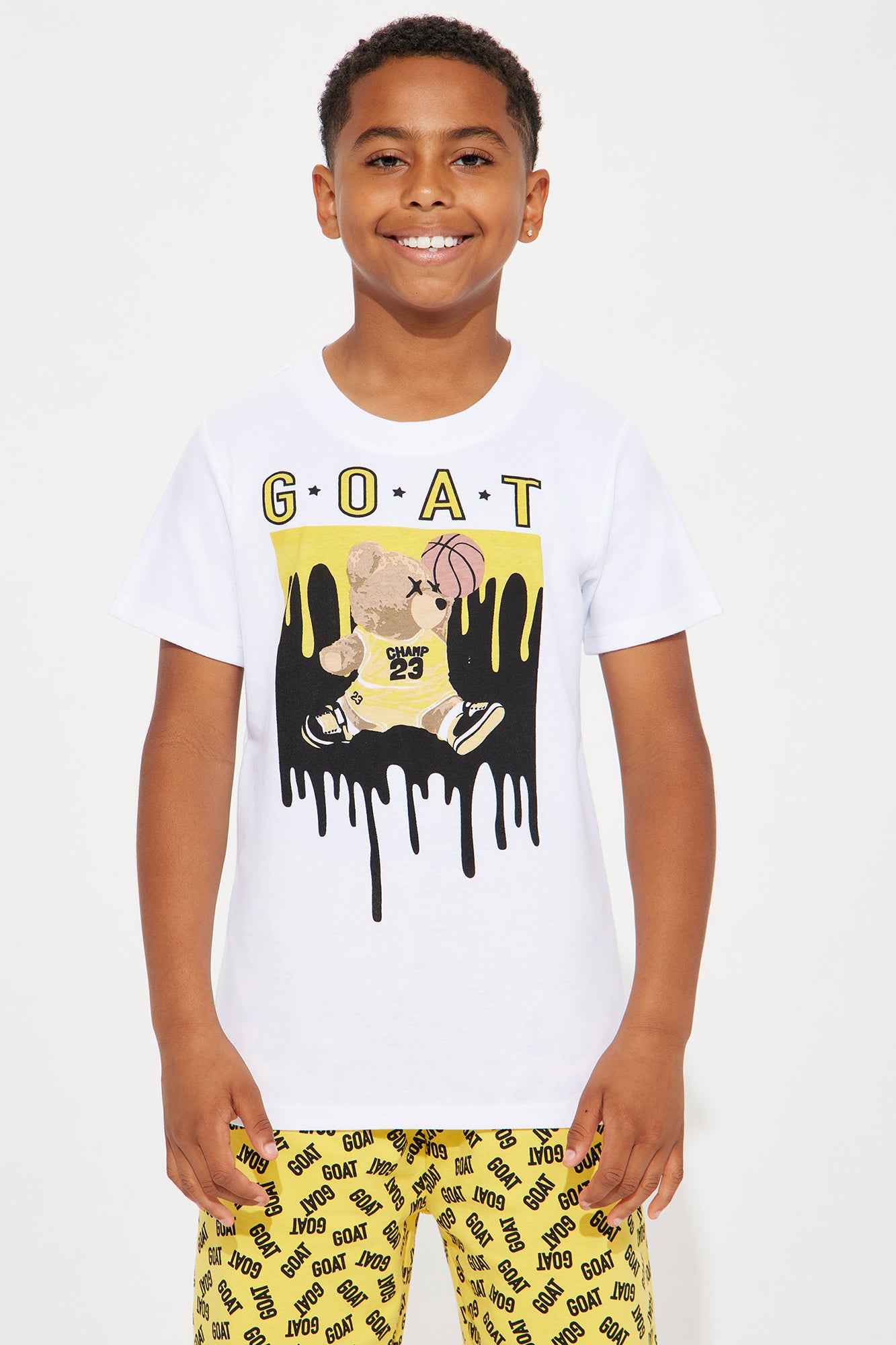 Mini Jump Around Goat Short Set With Hat - Mustard/combo