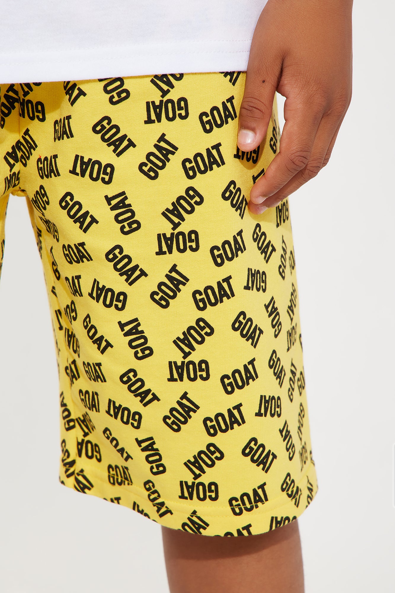 Mini Jump Around Goat Short Set With Hat - Mustard/combo