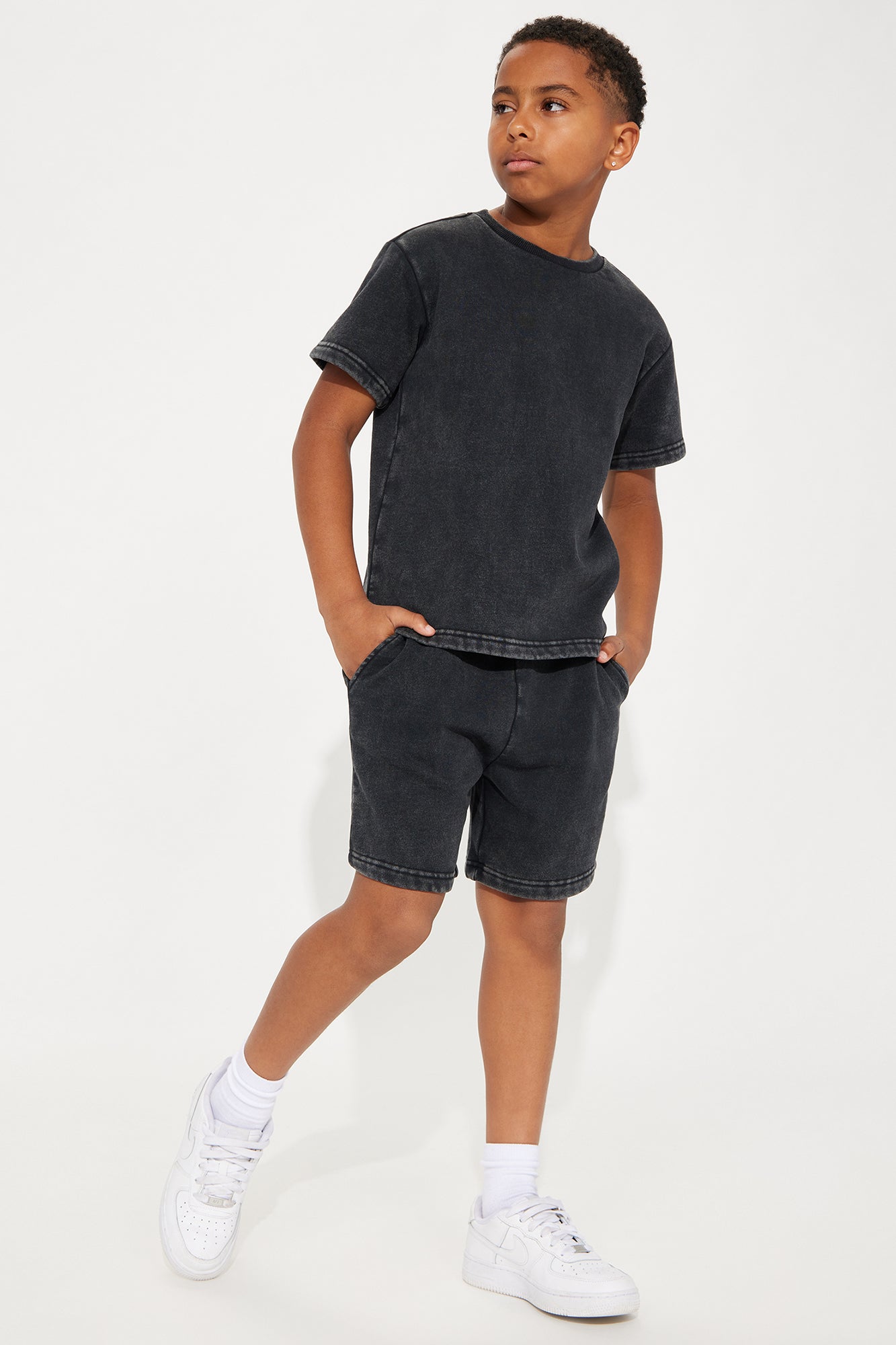 Mini Tyson Heavy Wash Relaxed Shorts - Black Wash