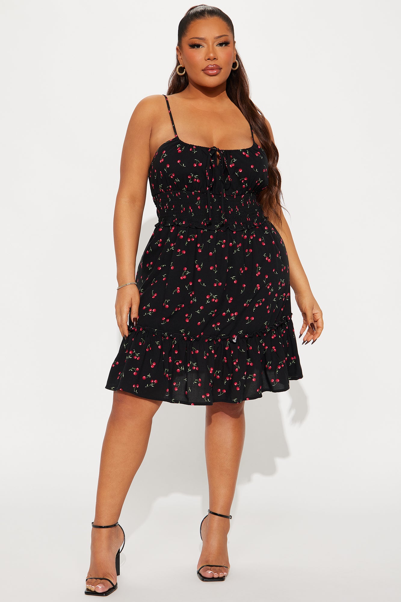 Melinda Smocked Mini Dress - Black/Red