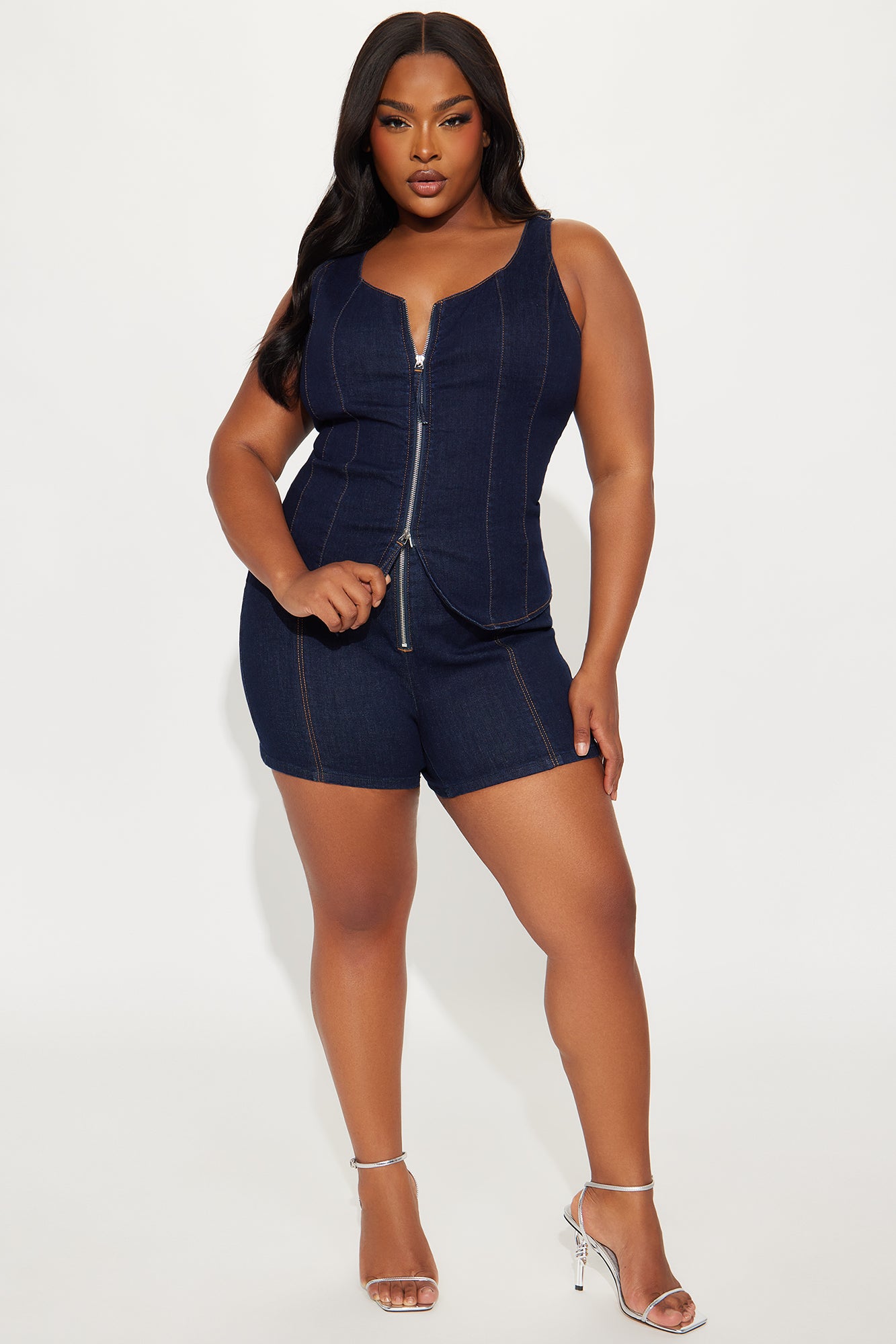 Dana Denim Short Set - Dark Wash