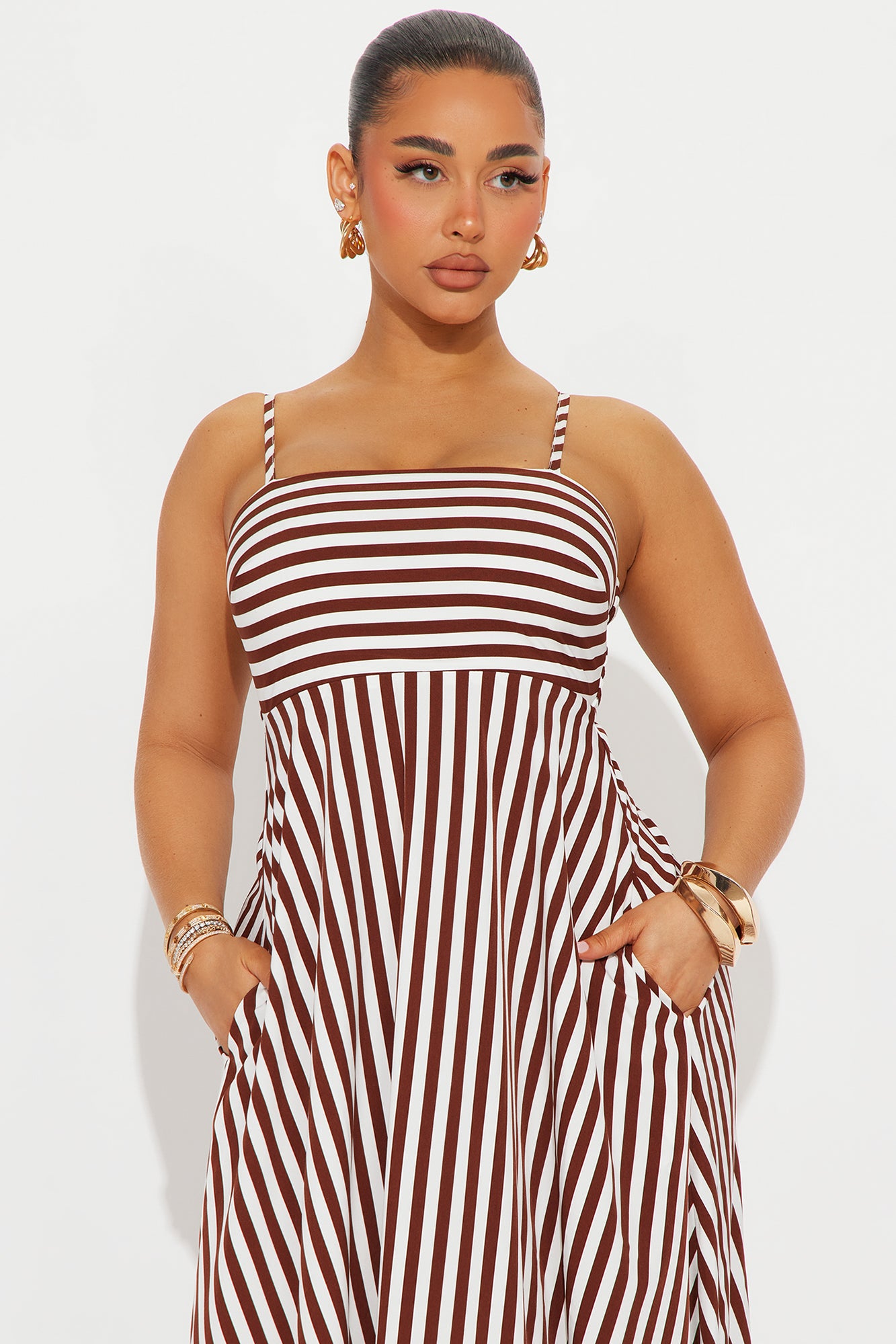 Anne Striped Maxi Dress - Brown Combo