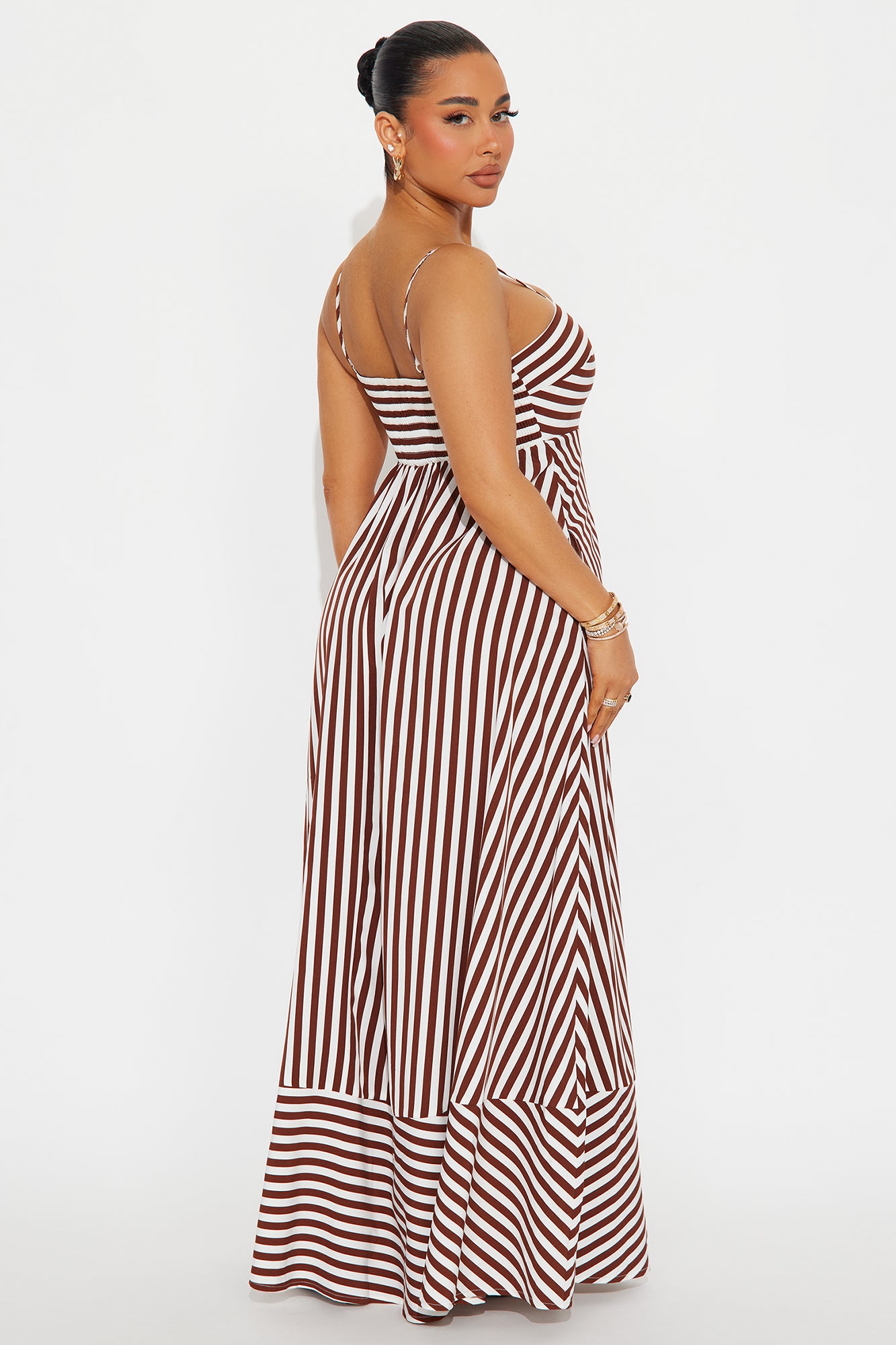 Anne Striped Maxi Dress - Brown Combo