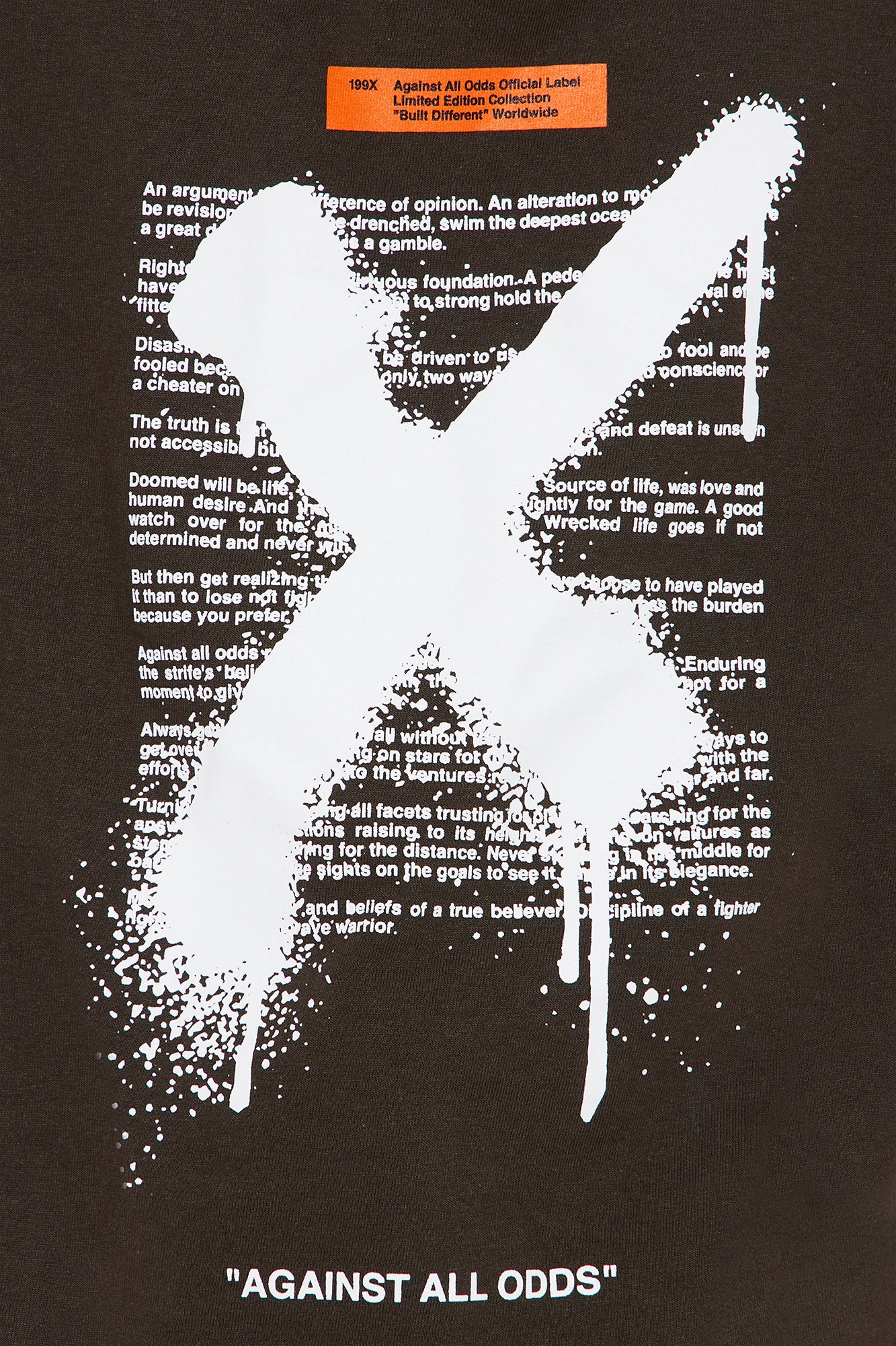 Mini X Graffiti Front/Back Short Sleeve Crew Neck T shirt - Brown
