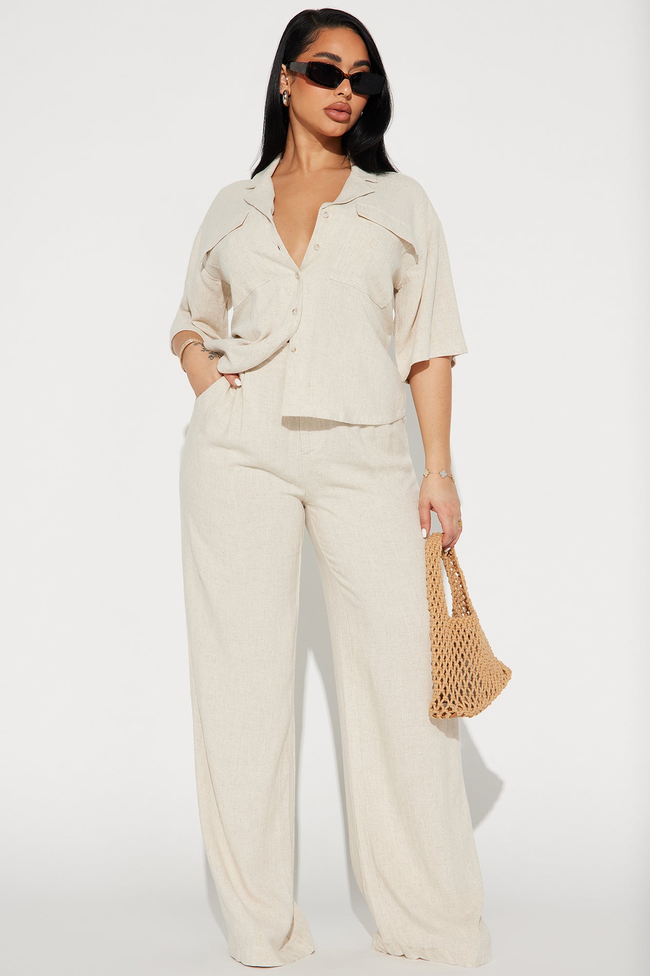 Roslyn Linen Pant Set - Oatmeal