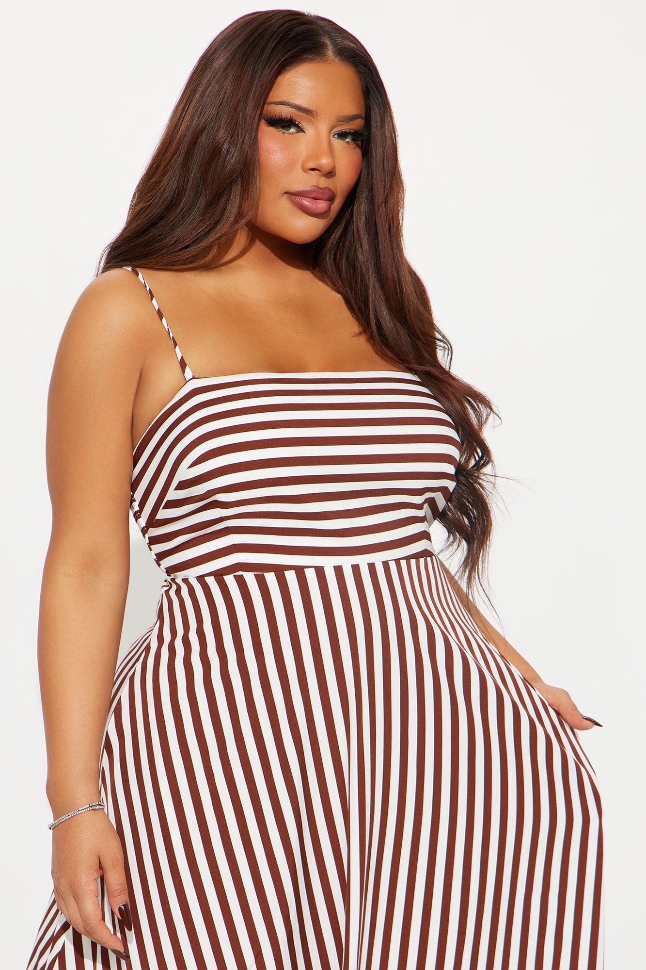 Anne Striped Maxi Dress - Brown Combo