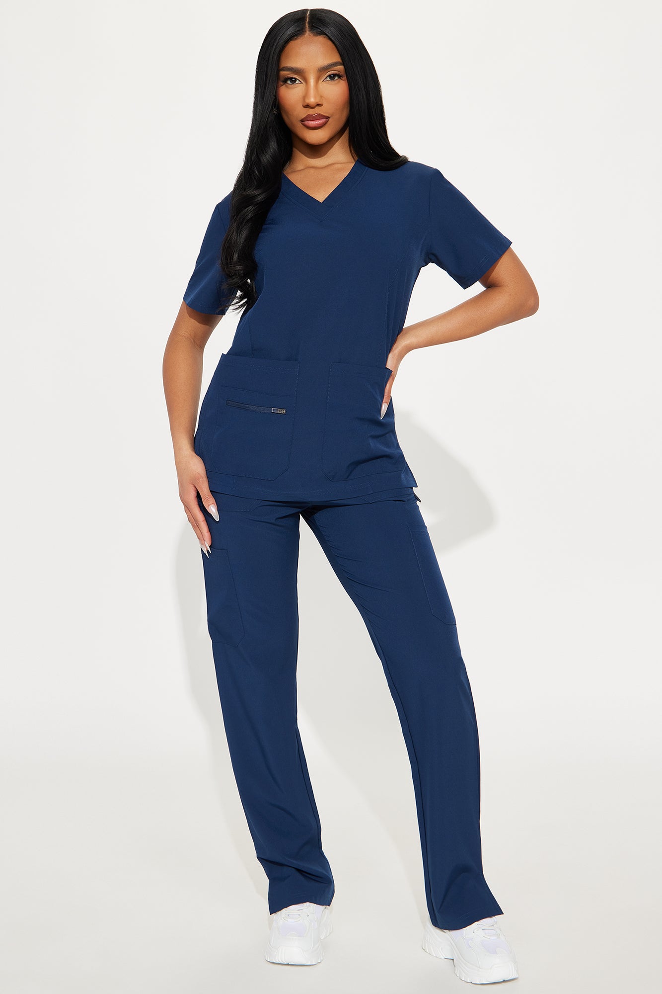 Essential 4 Way Stretch Scrub Uniform Set - Navy