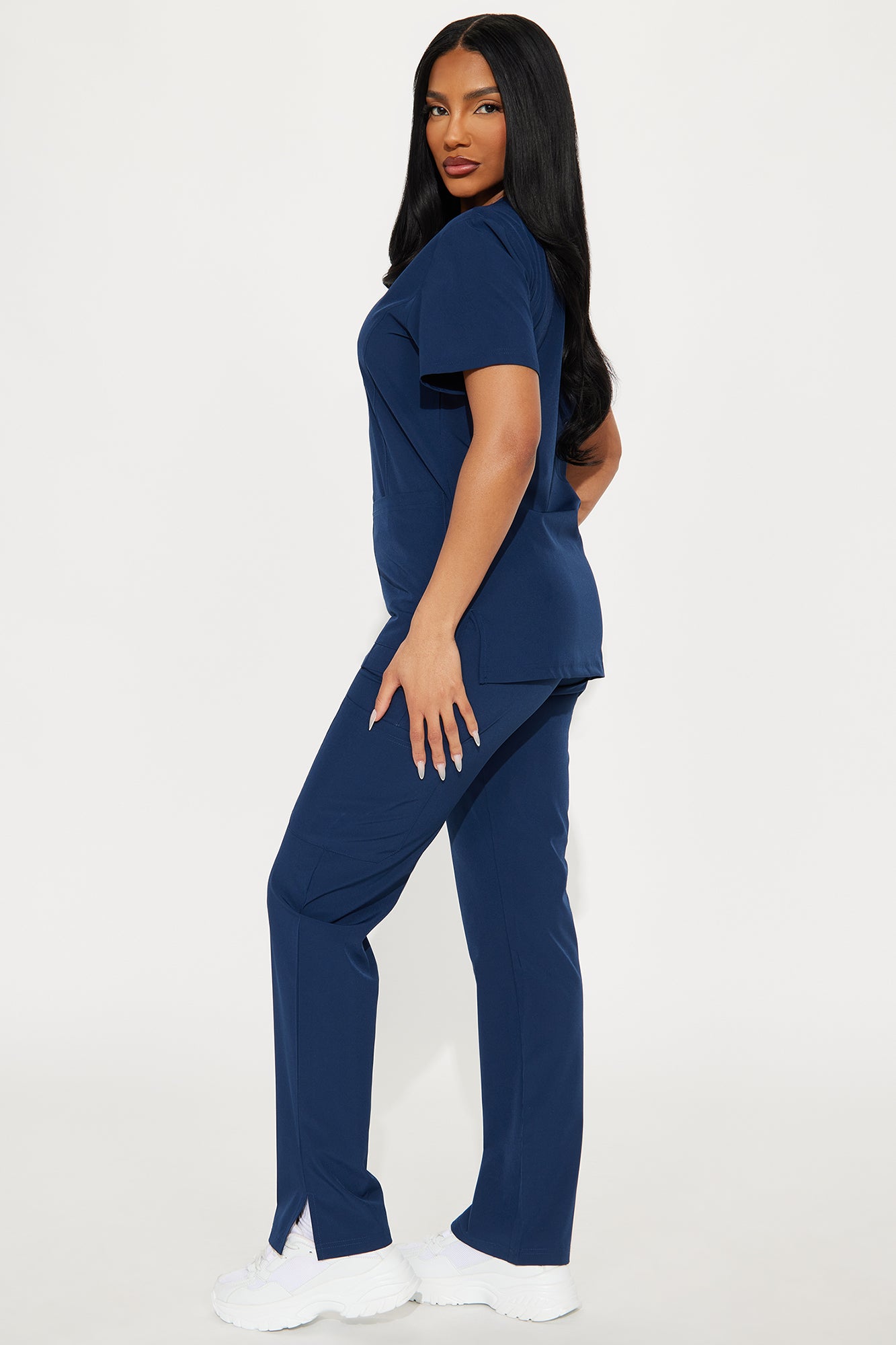 Essential 4 Way Stretch Scrub Uniform Set - Navy