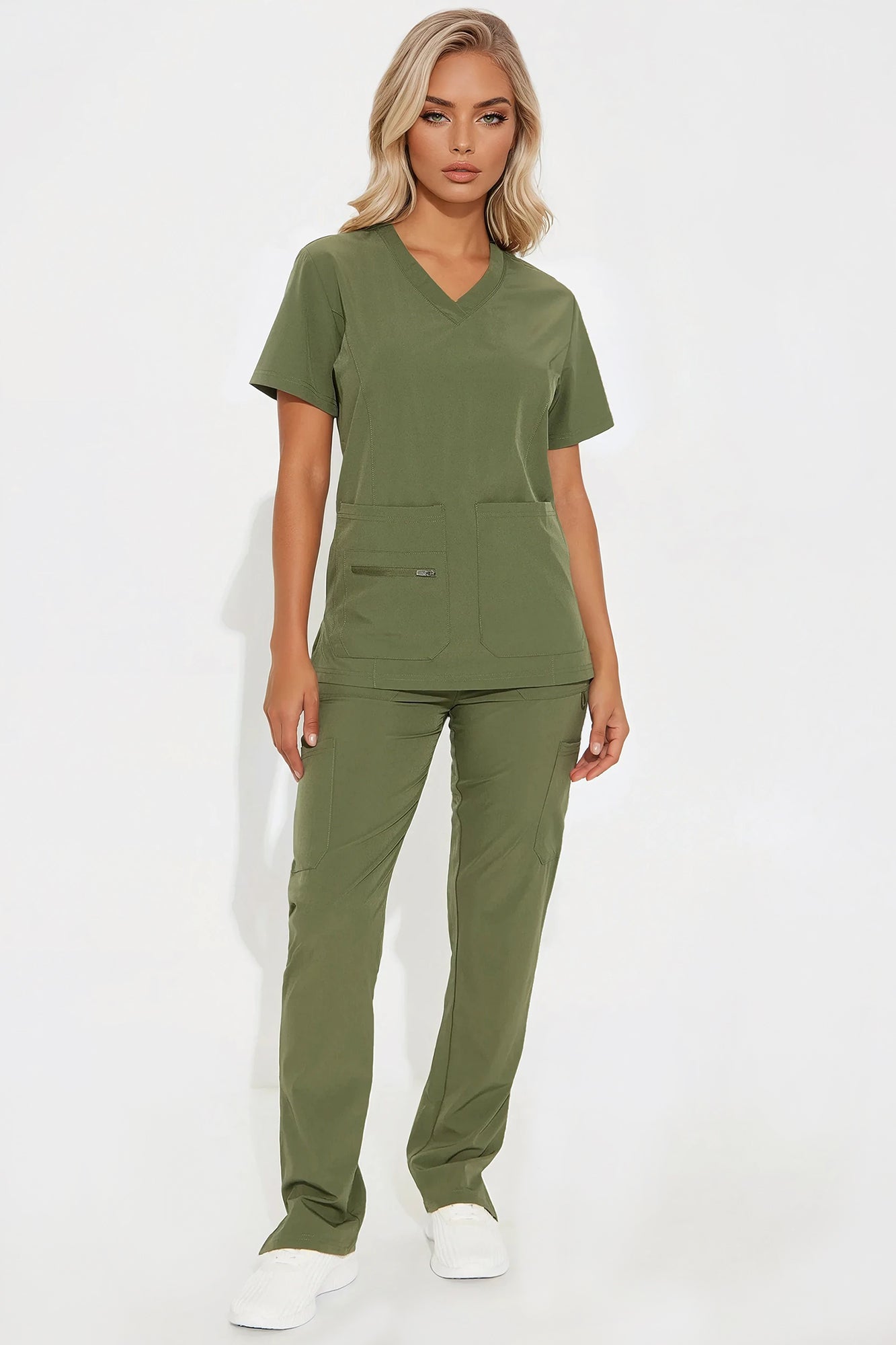 Essential 4 Way Stretch Scrub Uniform Set - Olive