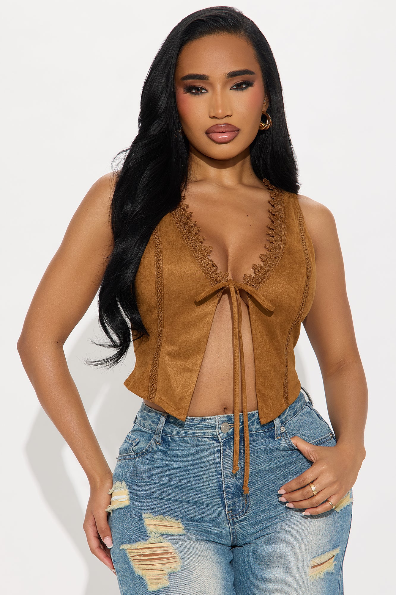 Best In The West Flyaway Top - Camel