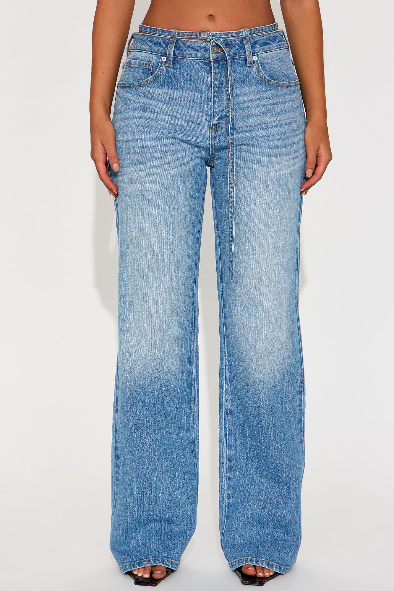 Angela Denim Pant Set - Medium Wash
