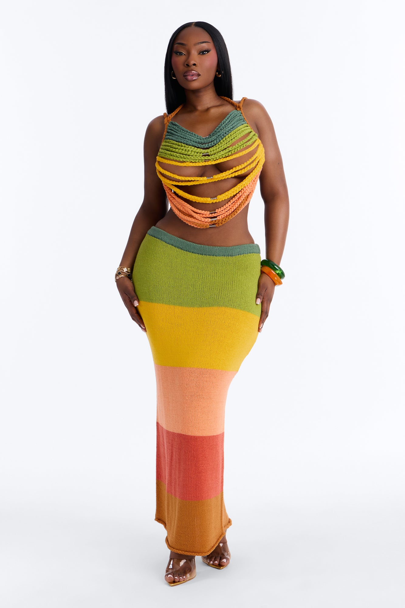 Rainbow Crush Crochet Skirt Set - Multi Color