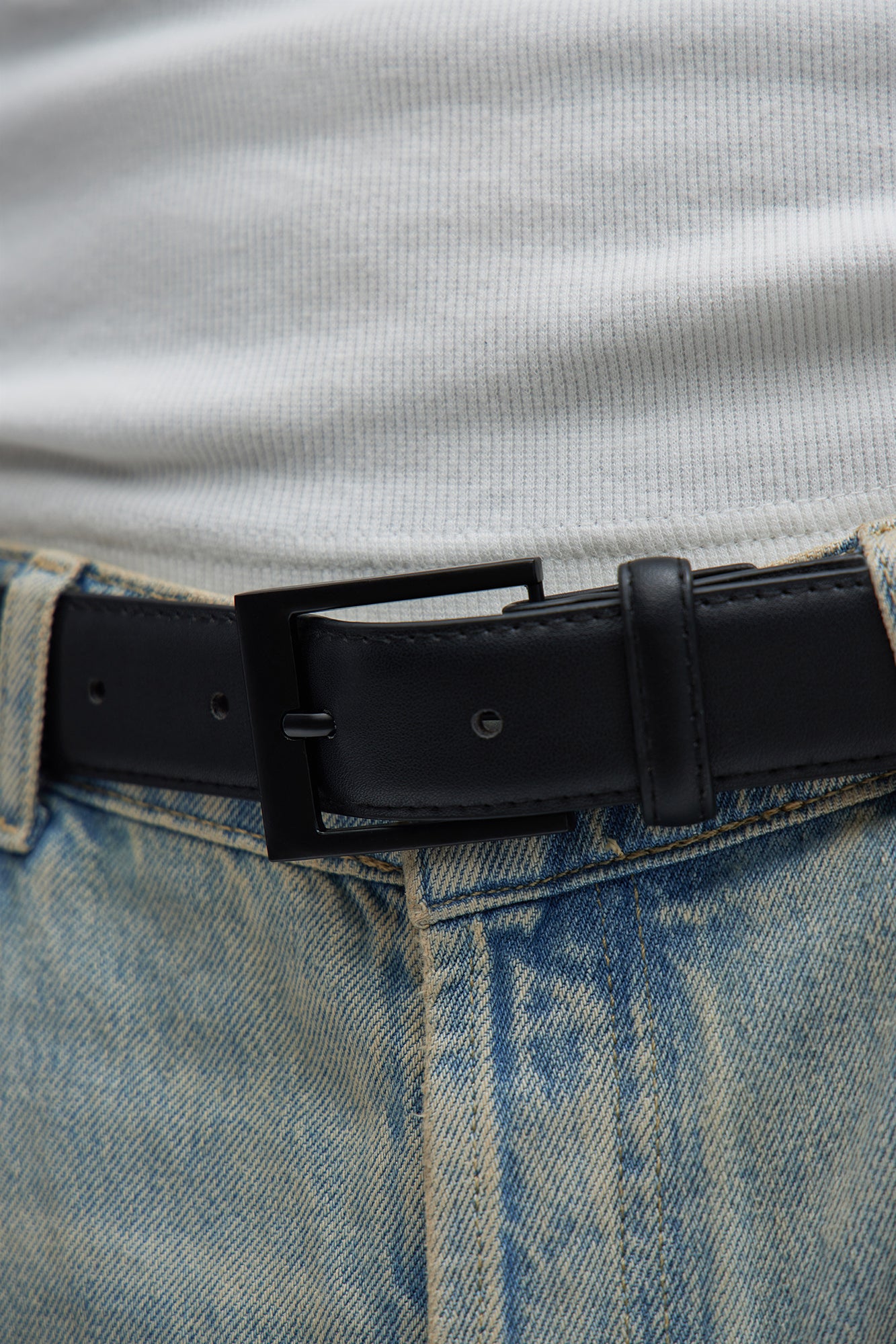 Stay Fly Faux Leather Belt - Black/Black