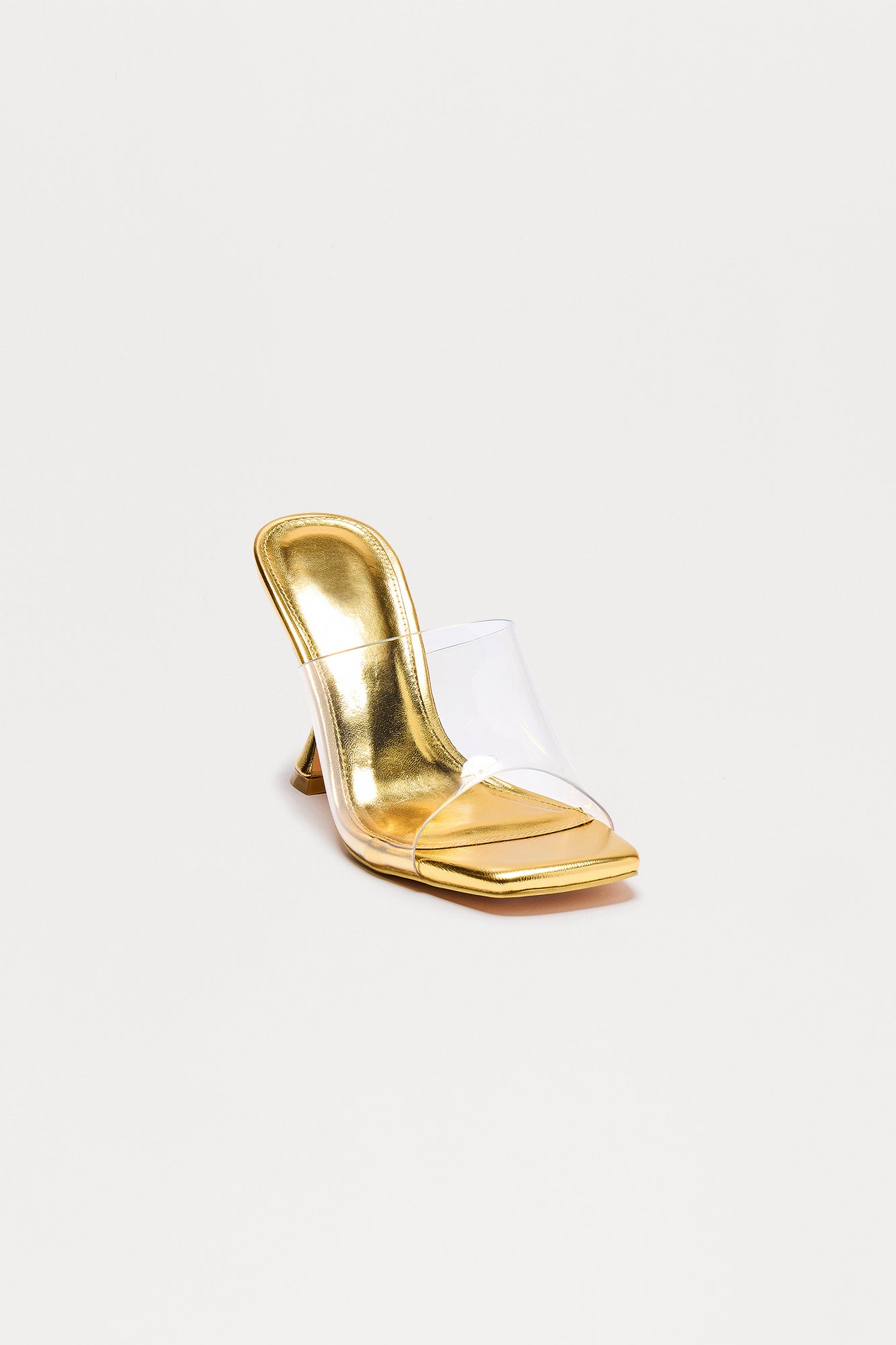 Etta Clear PVC Mules - Gold