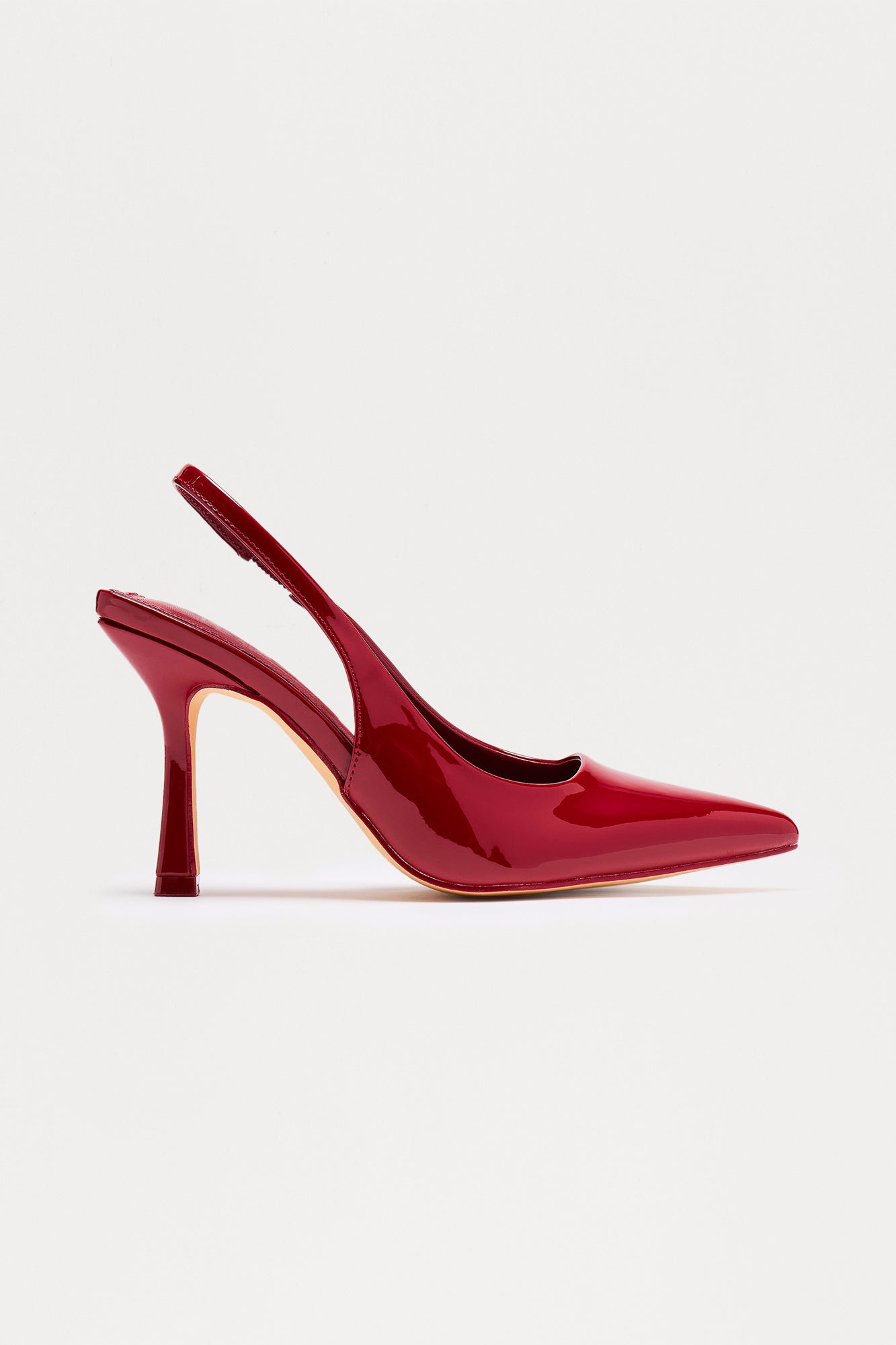 Spectate Faux Patent Slingback Pumps - Burgundy