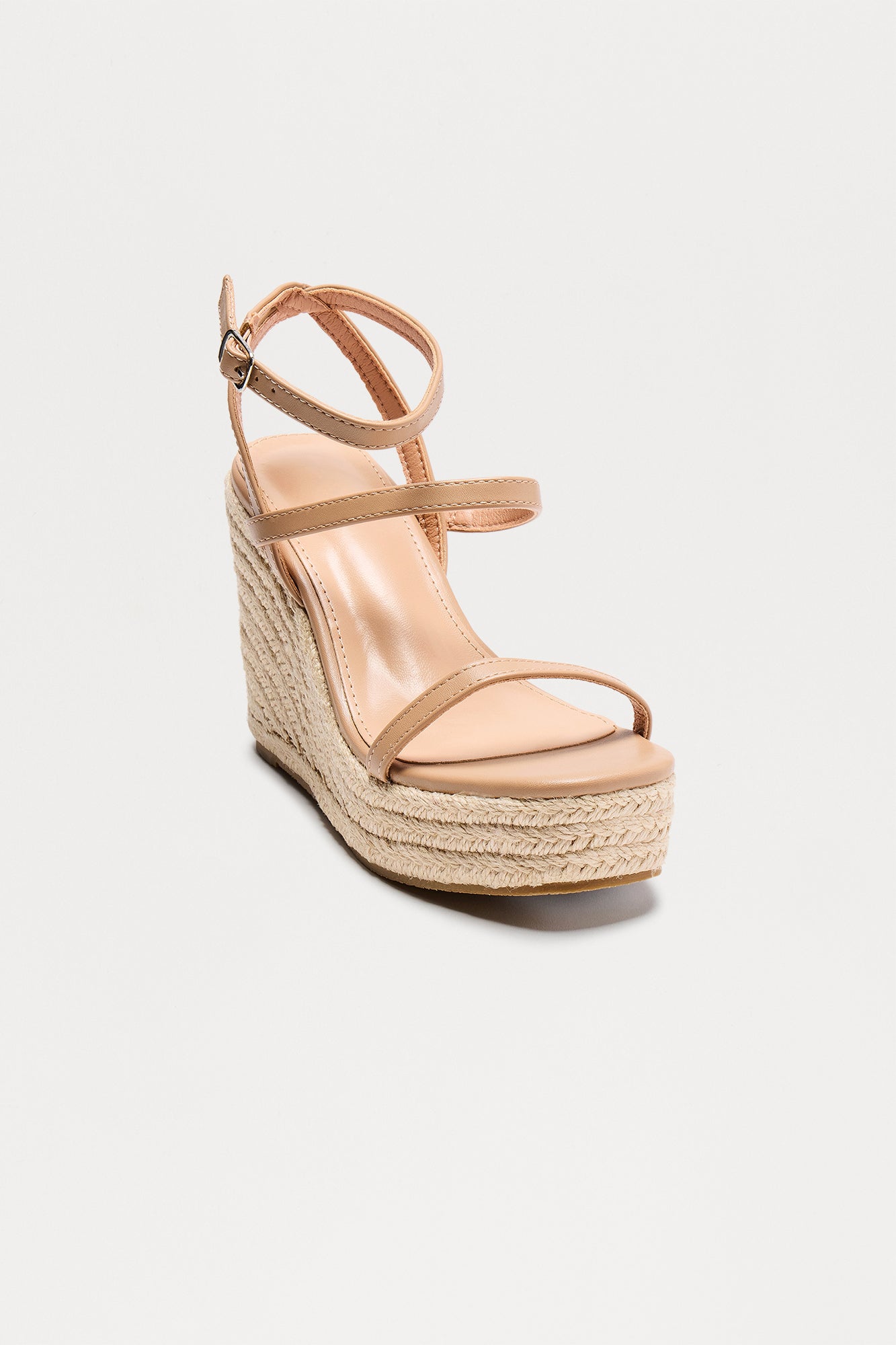 Sophina Jute Platform Wedges - Nude