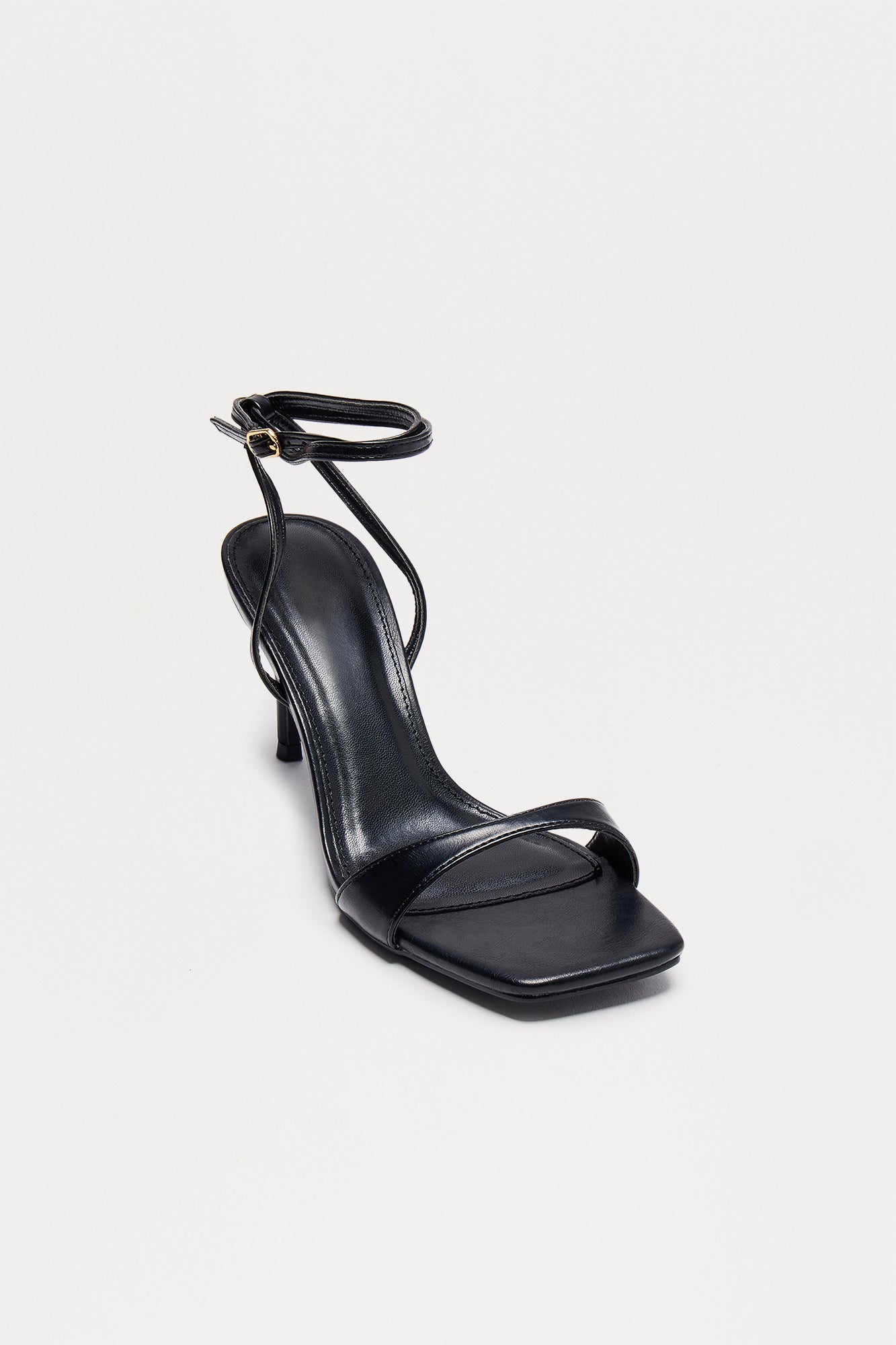 Pandora Square Toe Ankle Strap Heels - Black