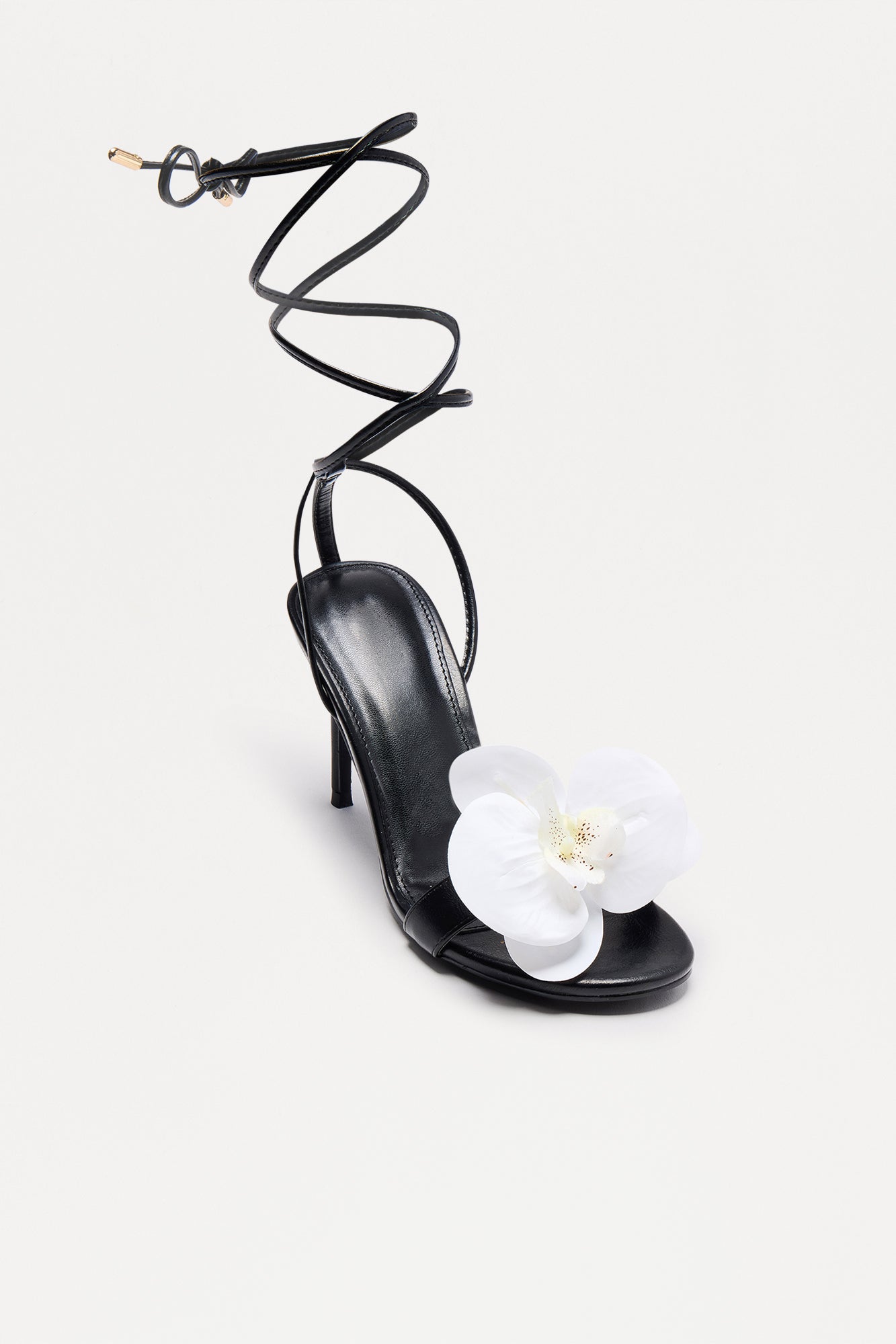 Florrie Flower Wrap Up Heels - Black