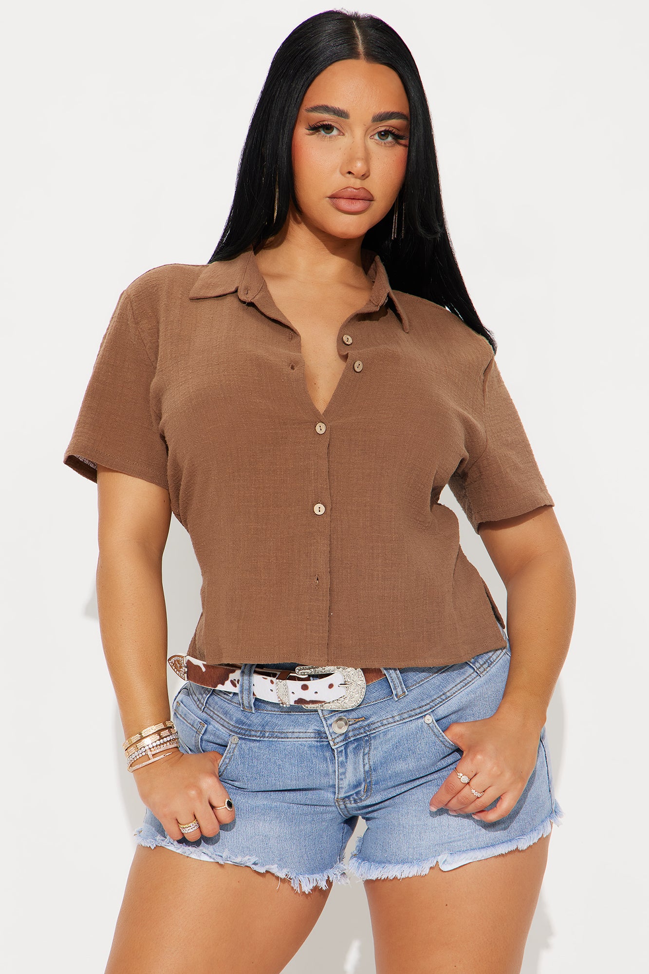 Summer Feels Gauze Shirt - Chestnut