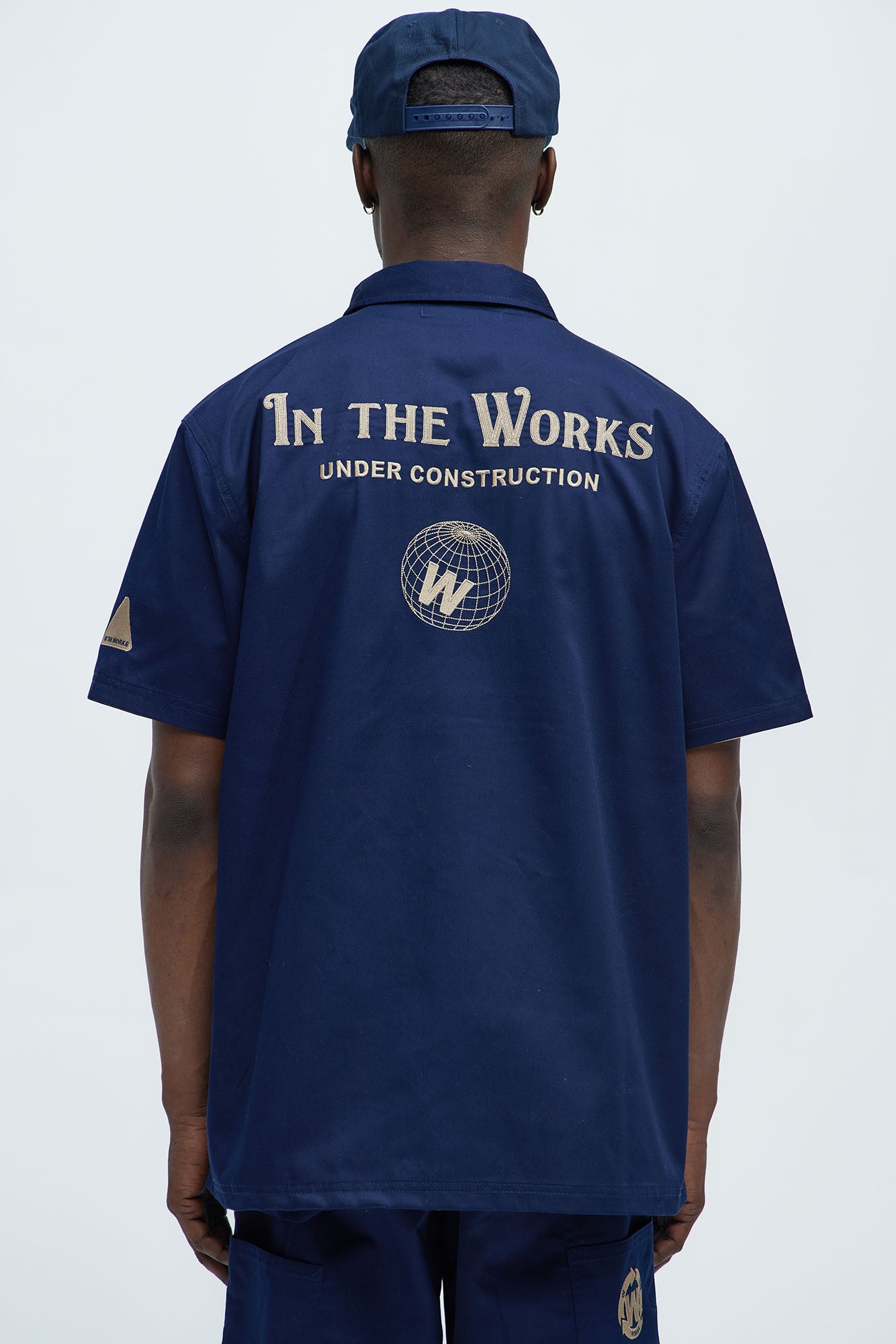In The Works Short Sleeve Button Up Shirt - Navy