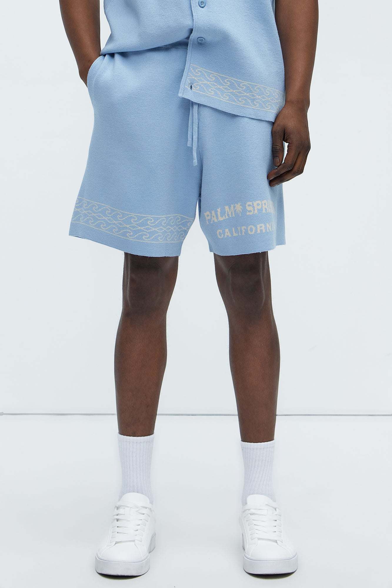 Palm Springs Knitted Relaxed Shorts - Blue/combo