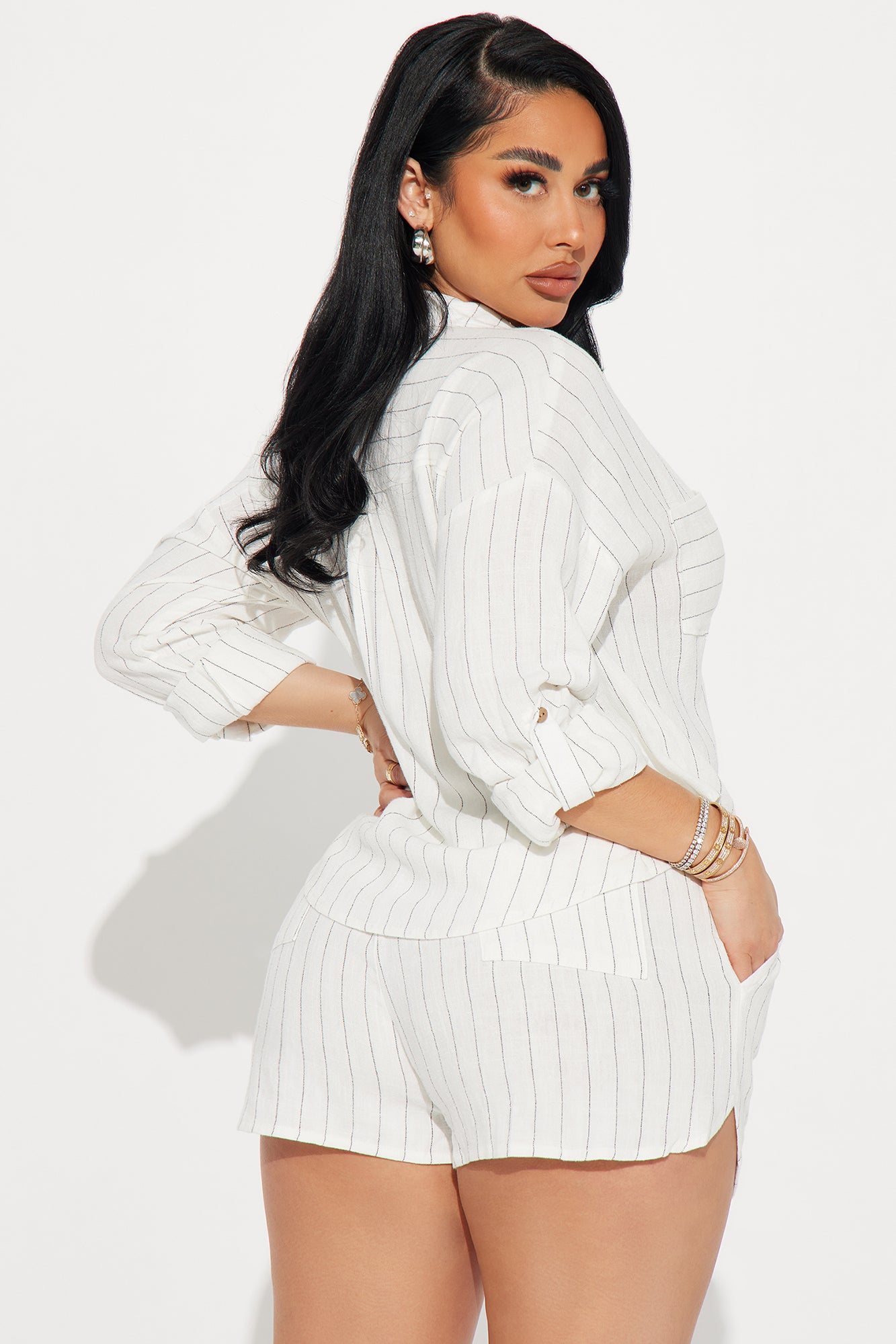 Lora Linen Short Set - White