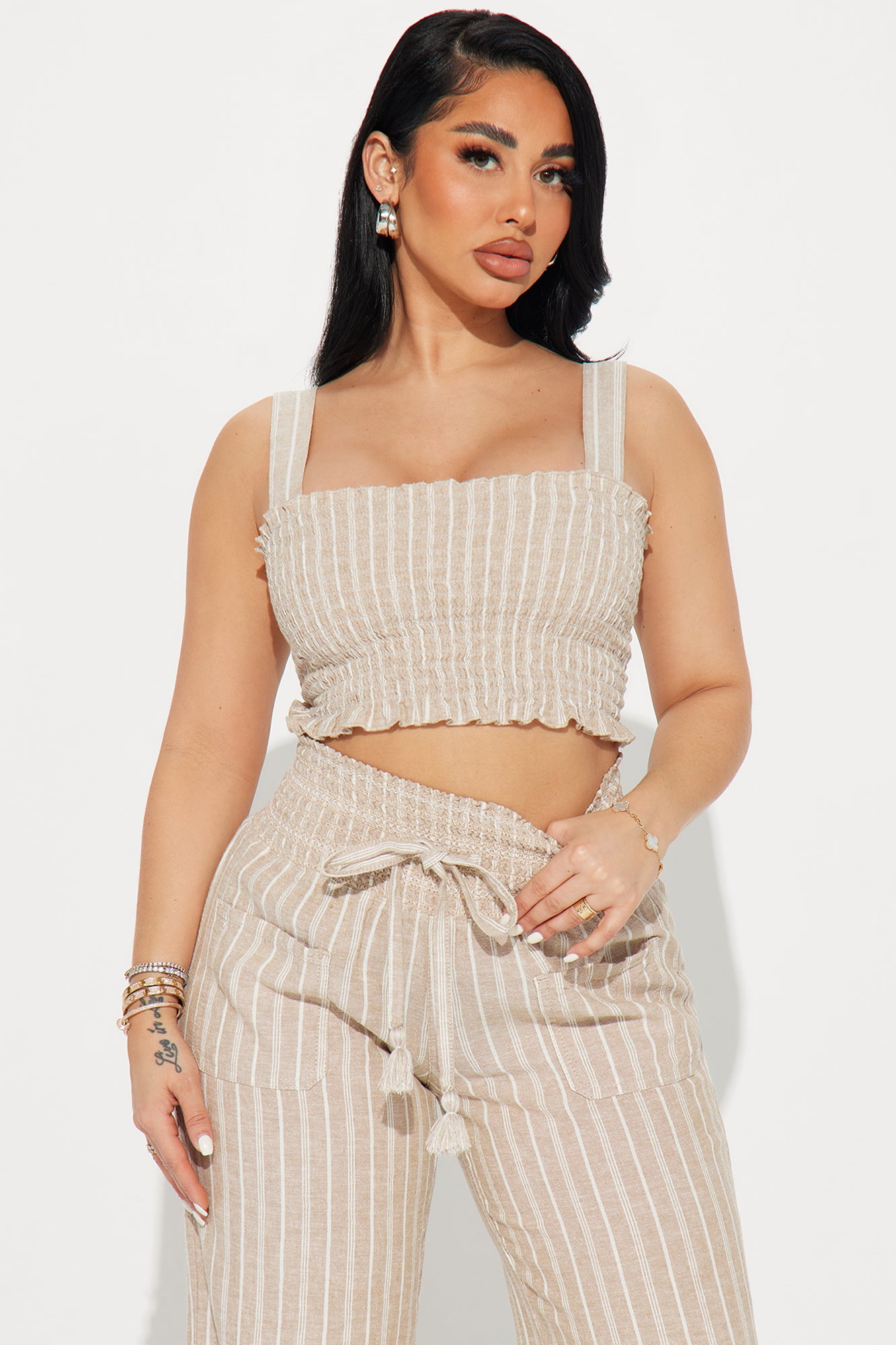 Adele Linen Pant Set - Taupe