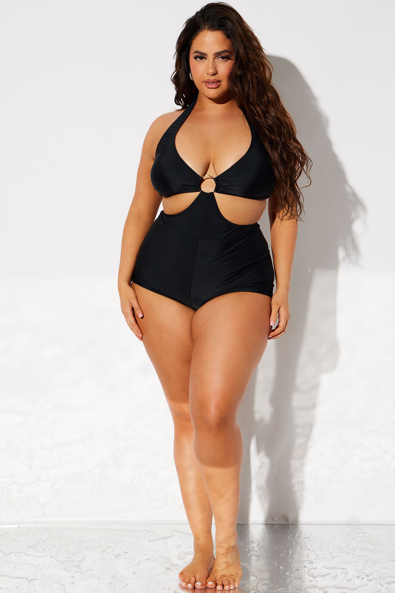 Sophia Cut Out 1 Piece Swimsuit - Black