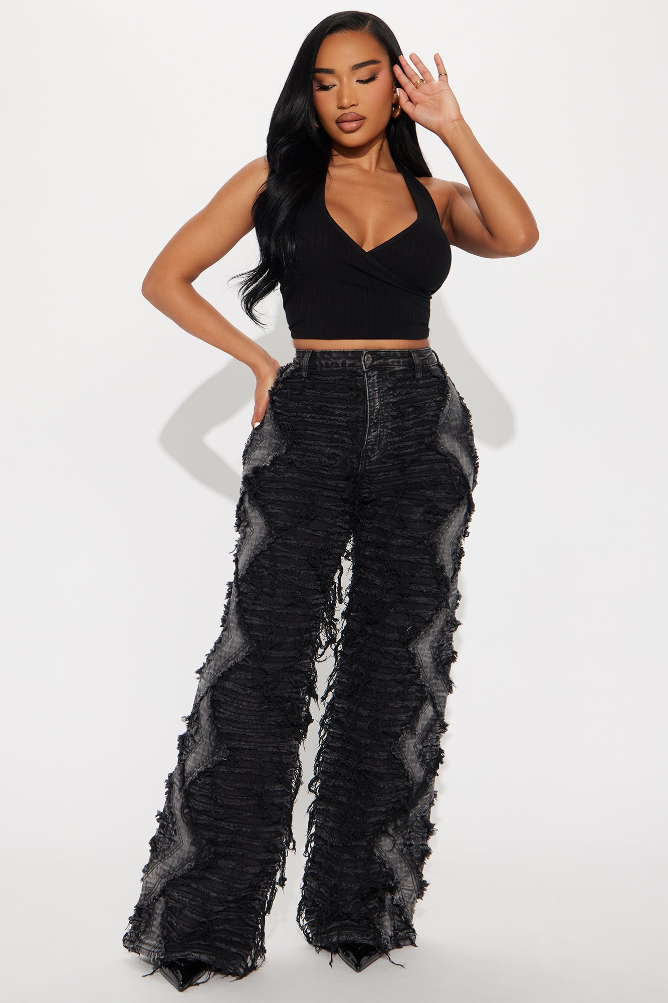 Katerina Ribbed Halter Top - Black
