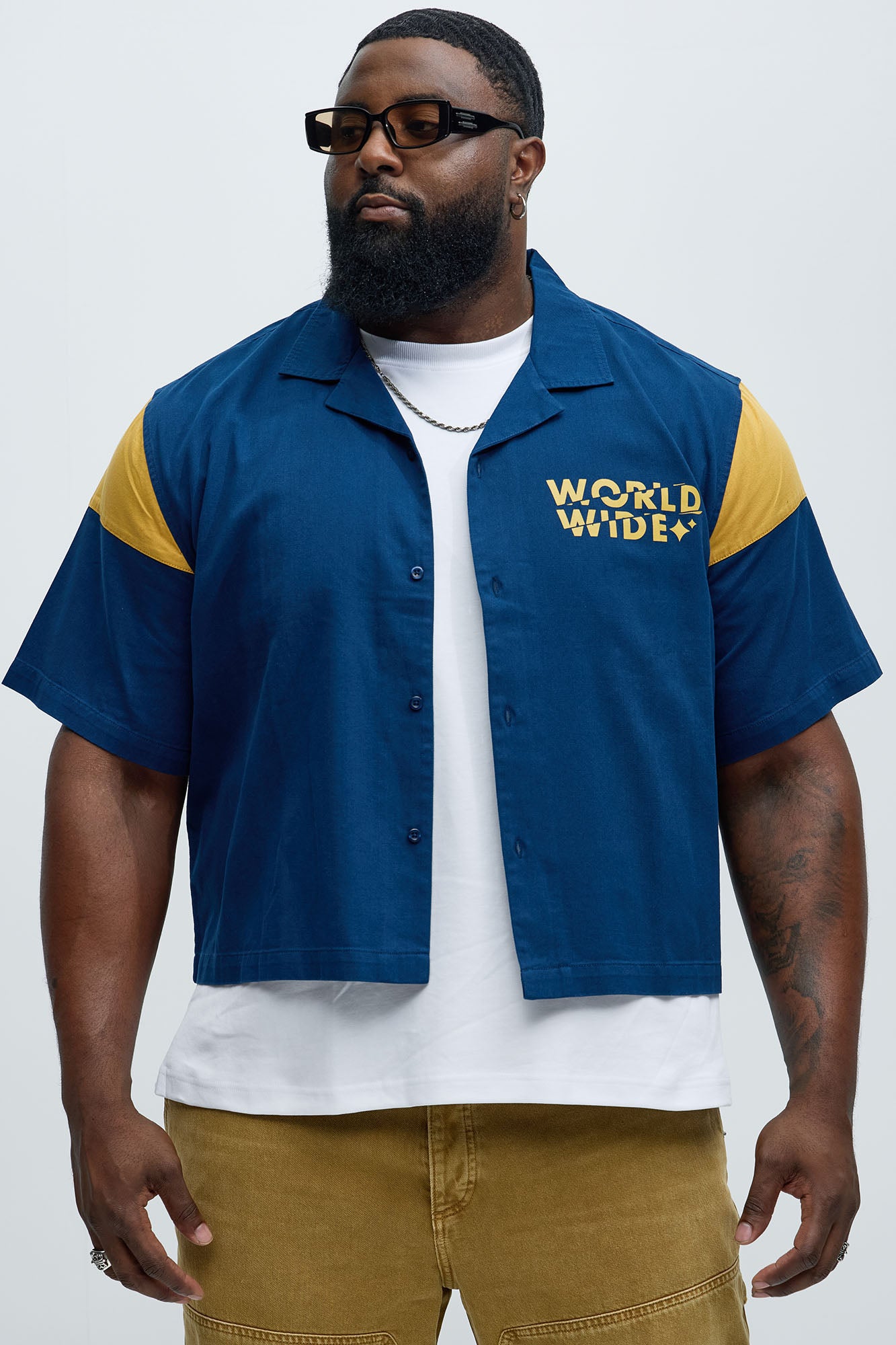 Freedom Graphic Cropped Shirt - Navy/combo