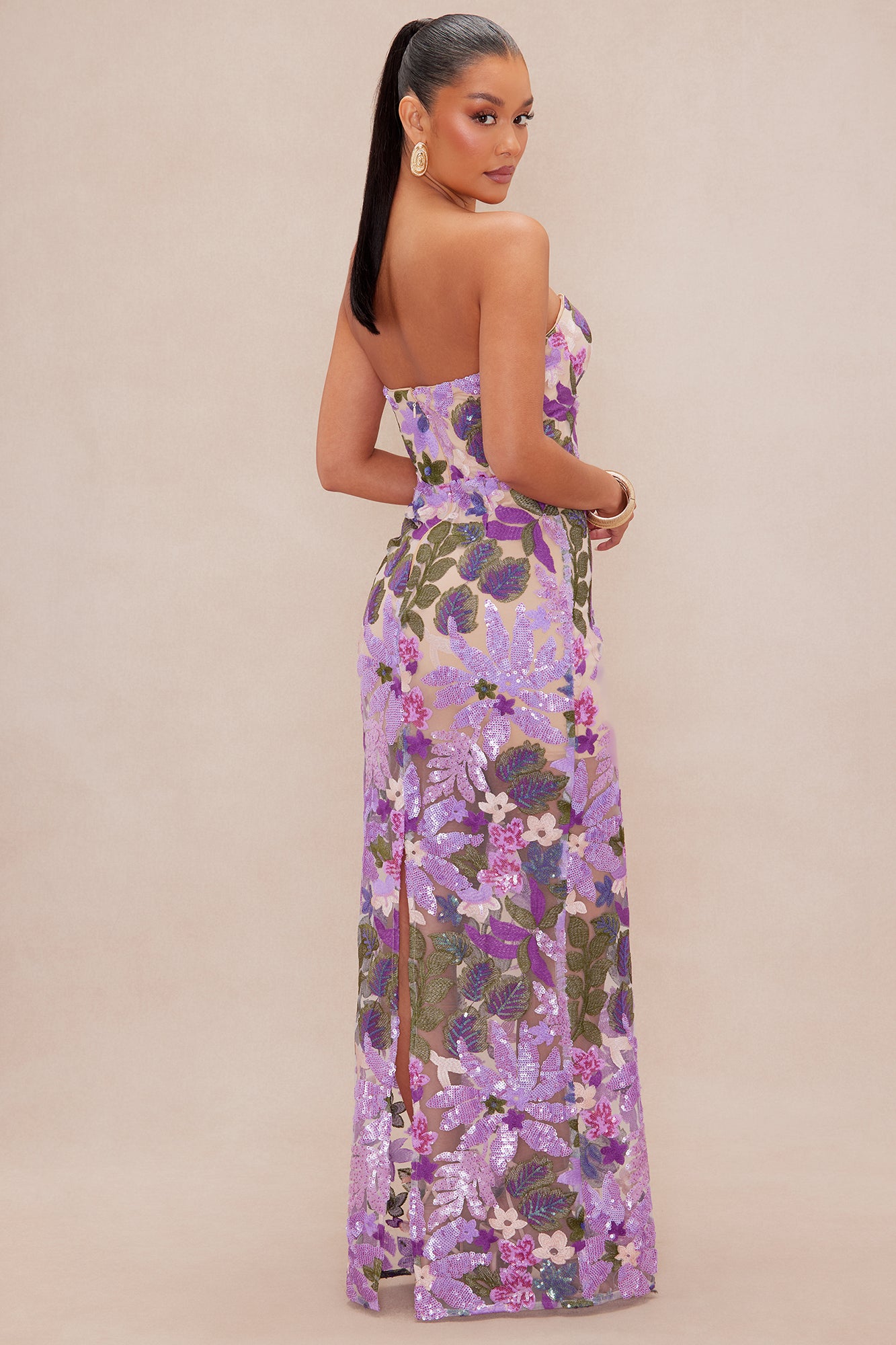 Evelynn Embroidered Midi Dress - Lavender/combo