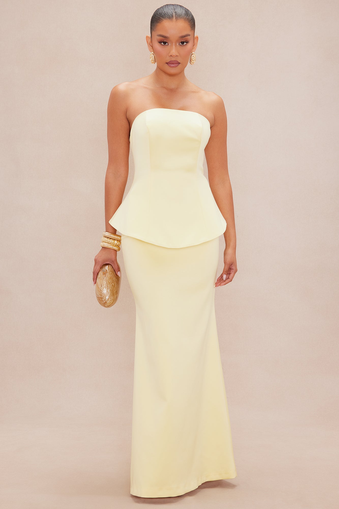 Kenny Satin Gown - Butter Yellow
