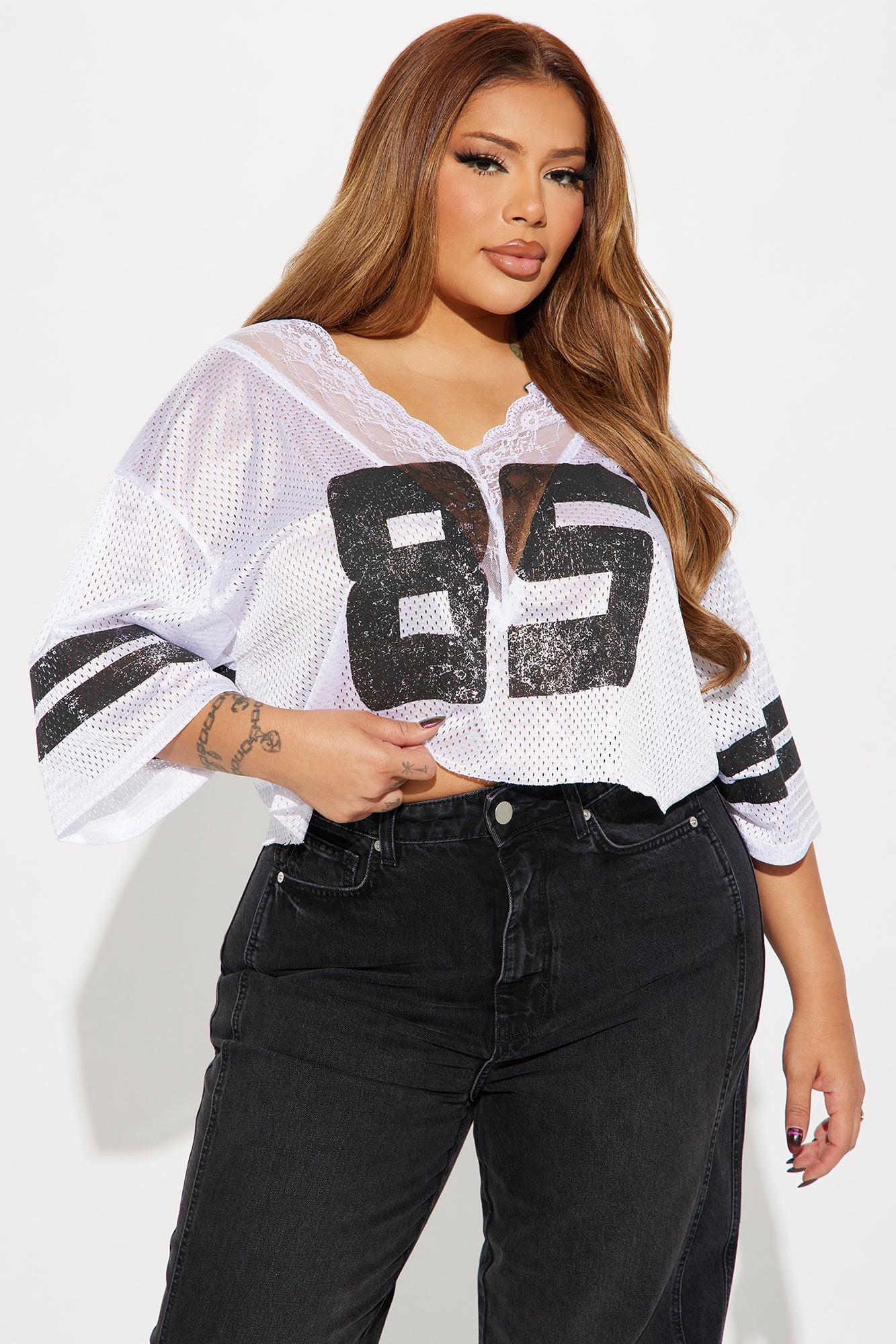 Lucky 85 Lace Jersey Tee - White