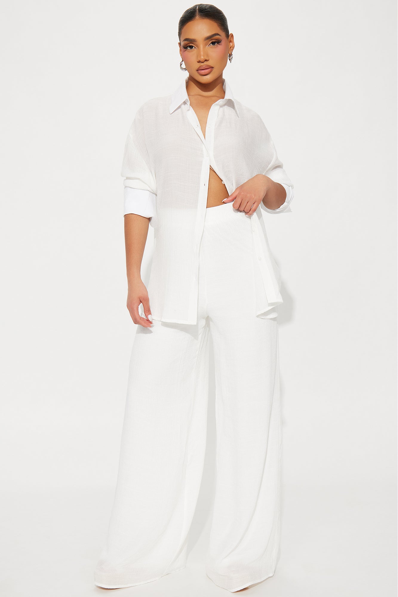 My Moment Gauze Pant Set - White