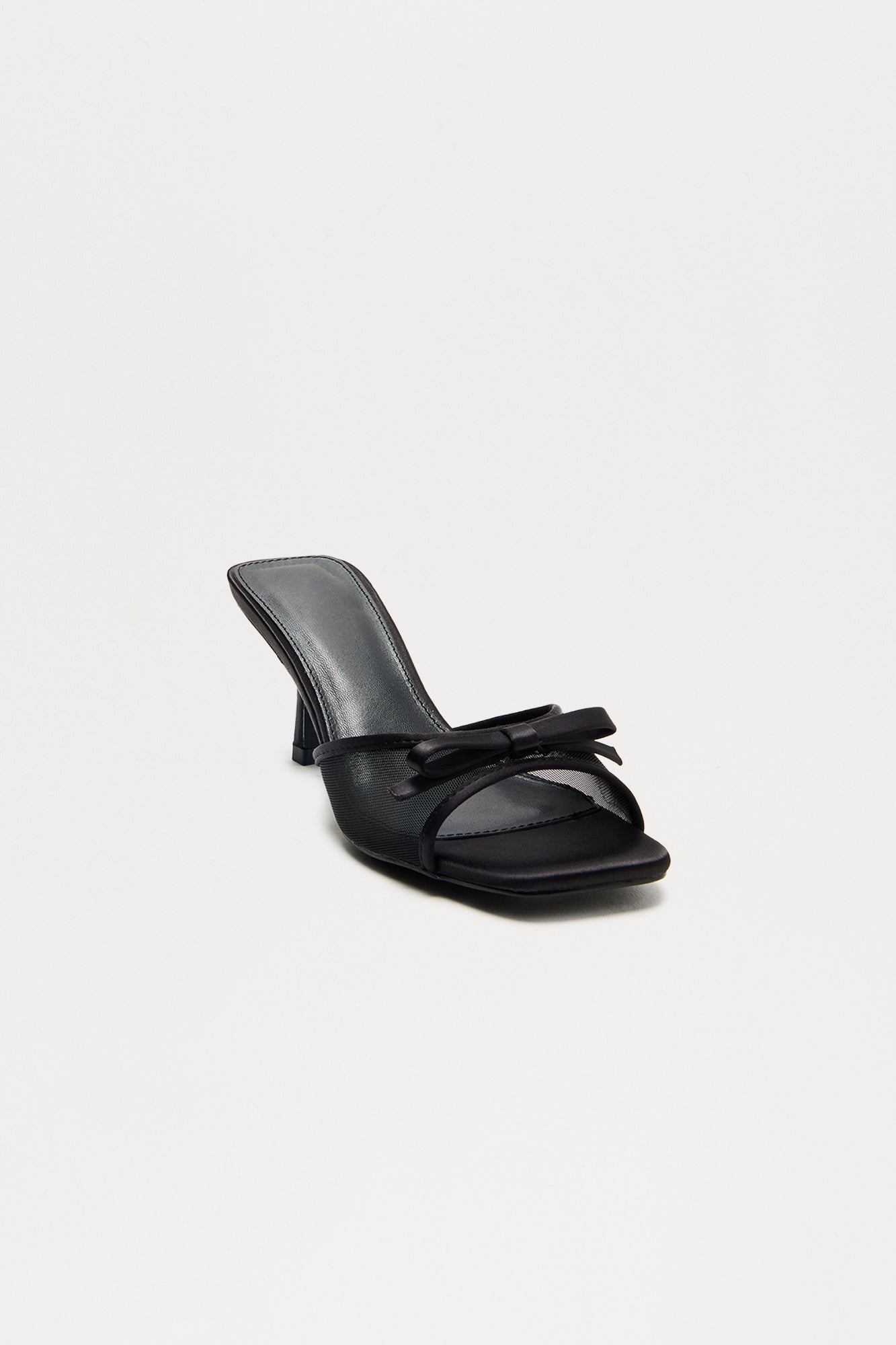 Divya Bow Faux Leather Mules - Black