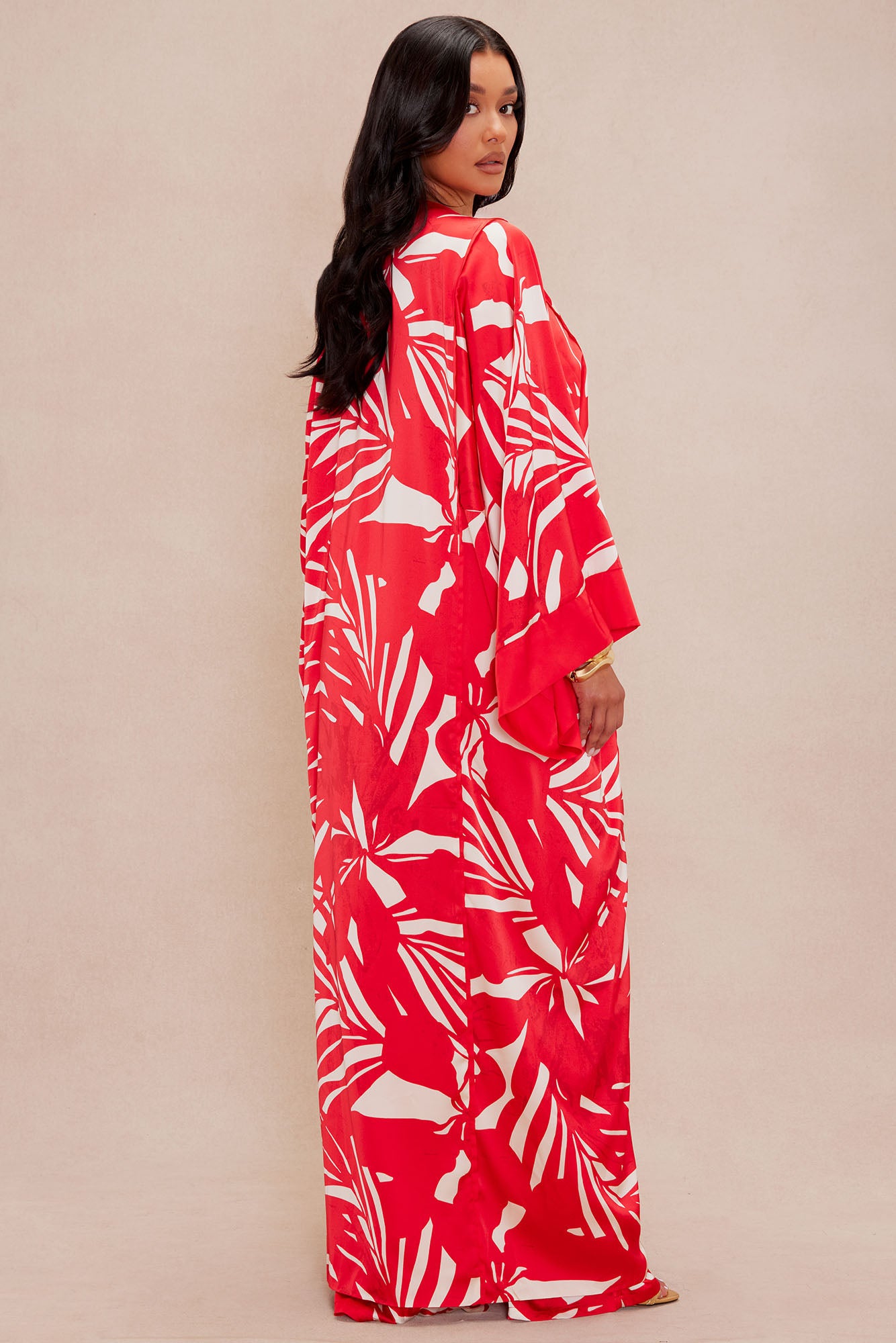 Silvina Satin Kimono - Red/combo