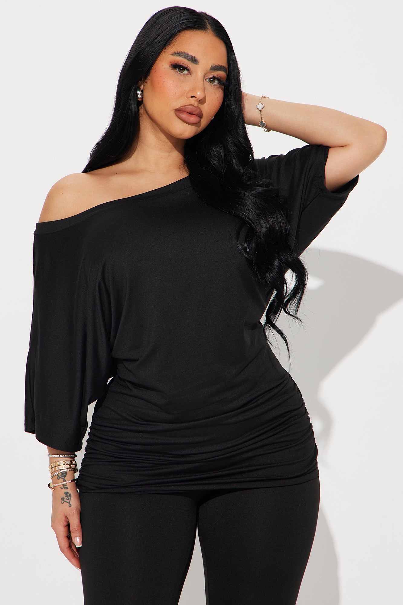 Camila Short Sleeve Legging Set - Black