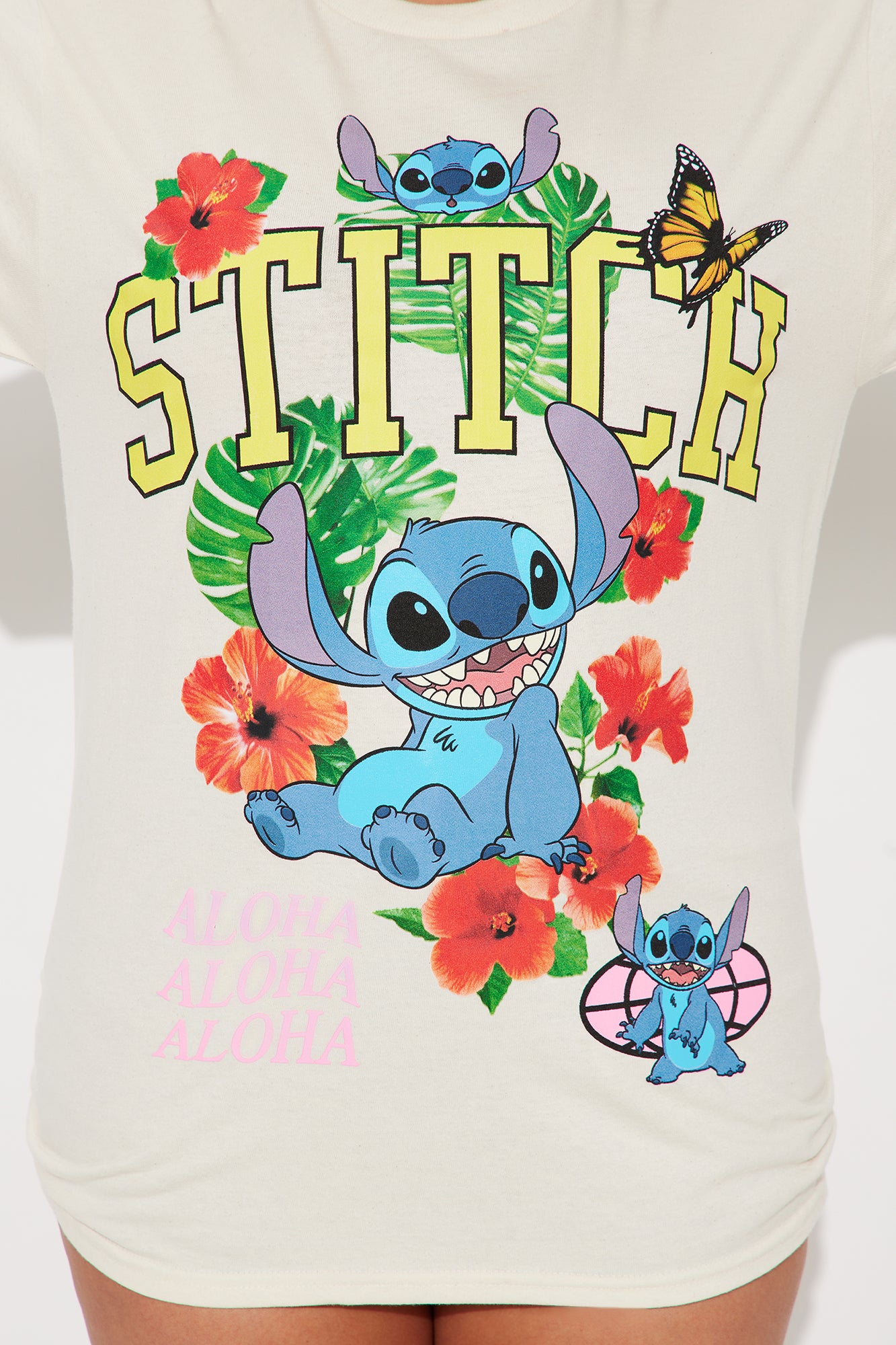 Aloha Stitch Oversized Tee - Cream