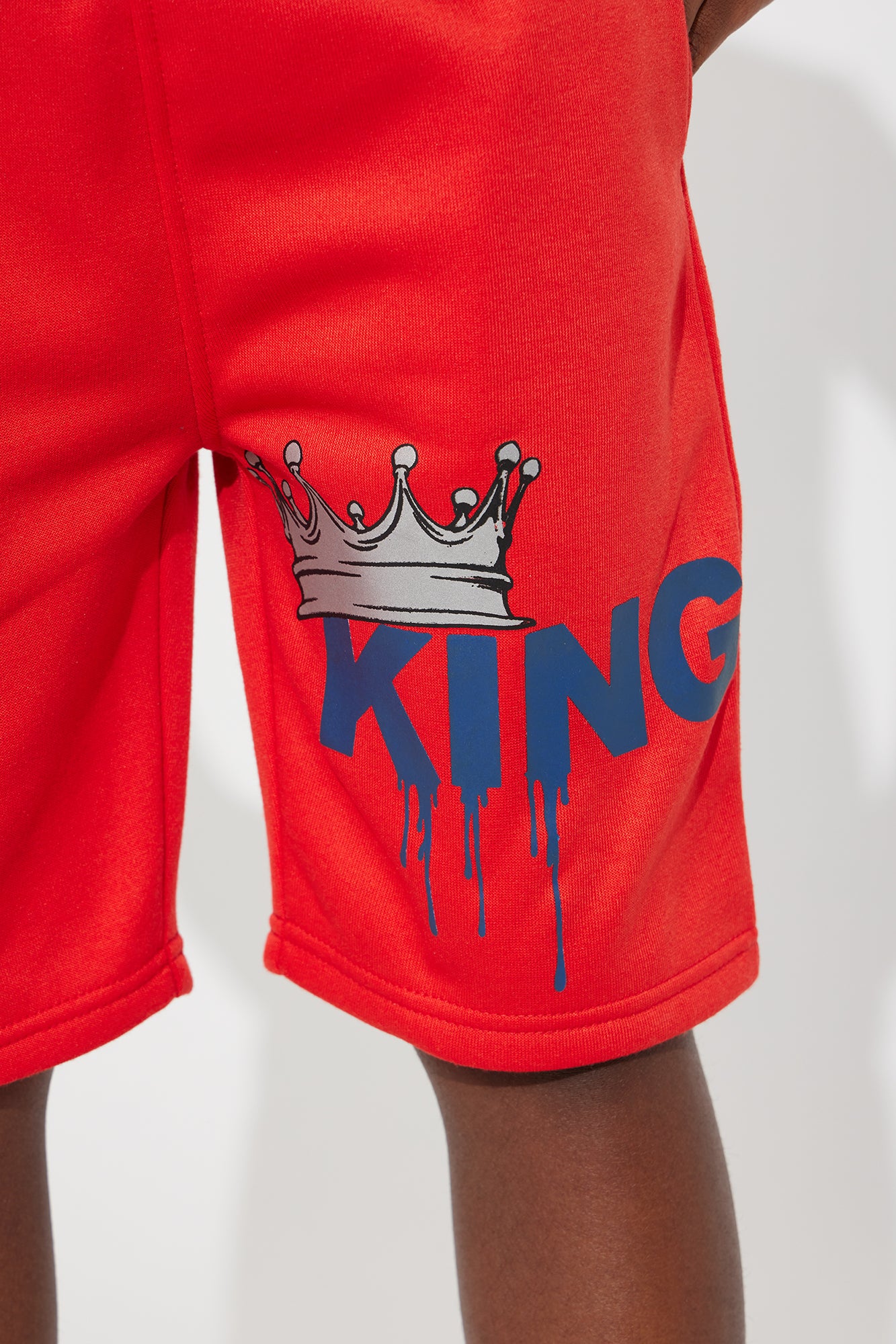 Mini He's A King Fleece Short Set - Navy/combo