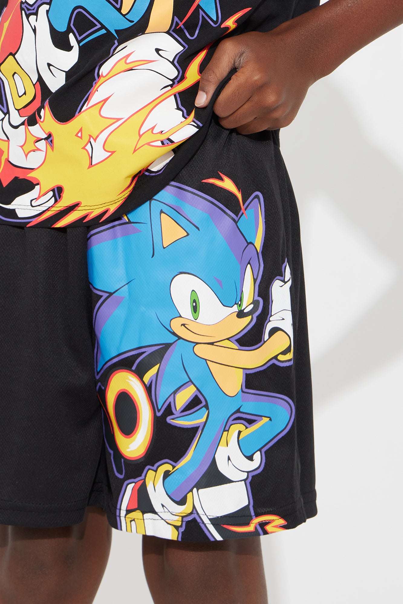 Mini Going Fast Sonic Graphic T-Shirt And Short Set - Black