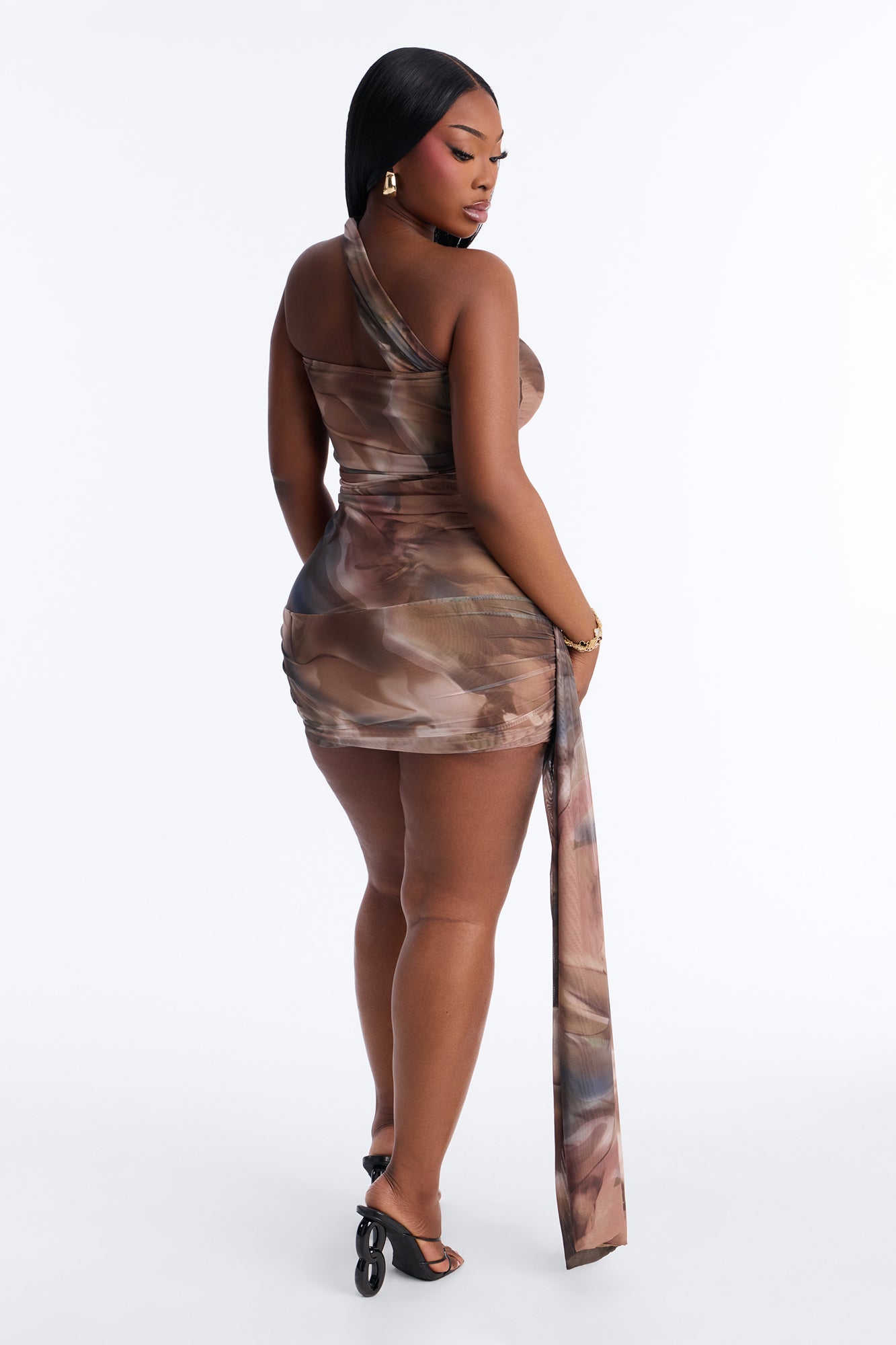 Favorite Crush Mesh Mini Dress - Brown Combo