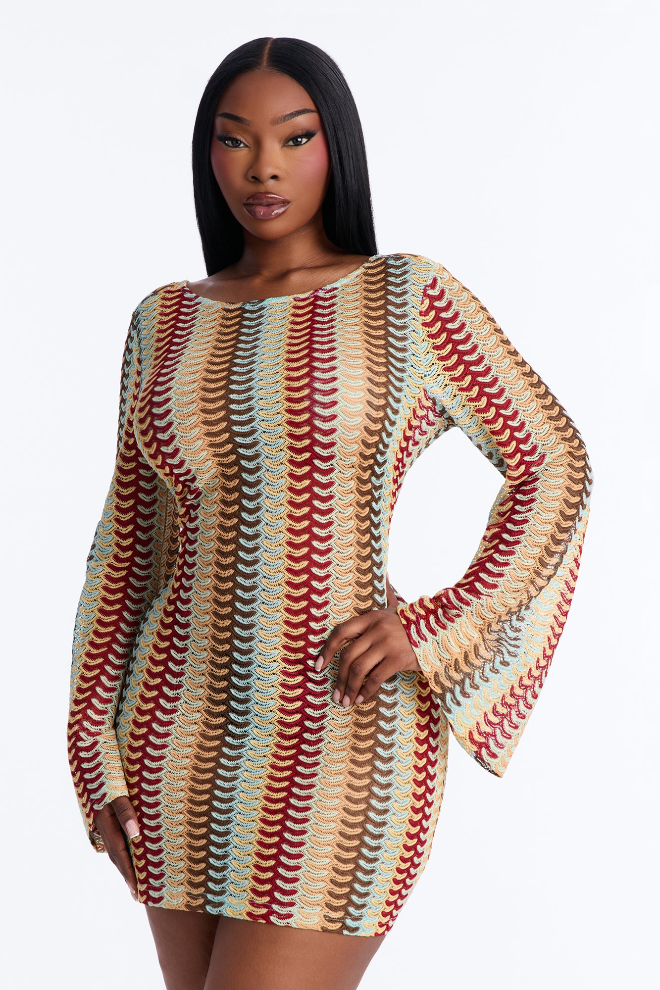 Baecation Open Back Crochet Mini Dress - Multi Color